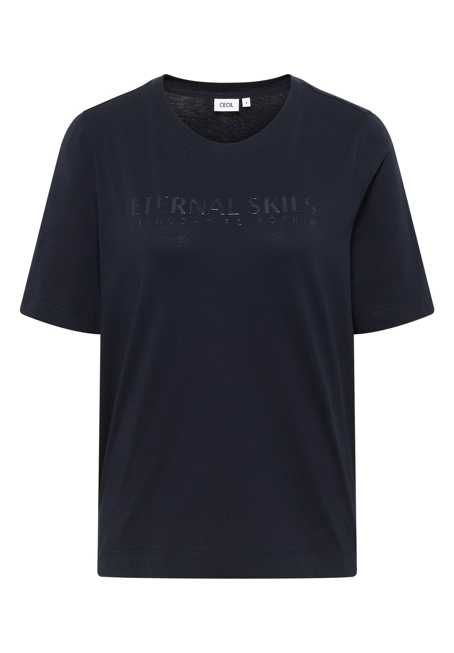 CECIL T-Shirt mit Wording Artwork - Farbe: urban dark blue