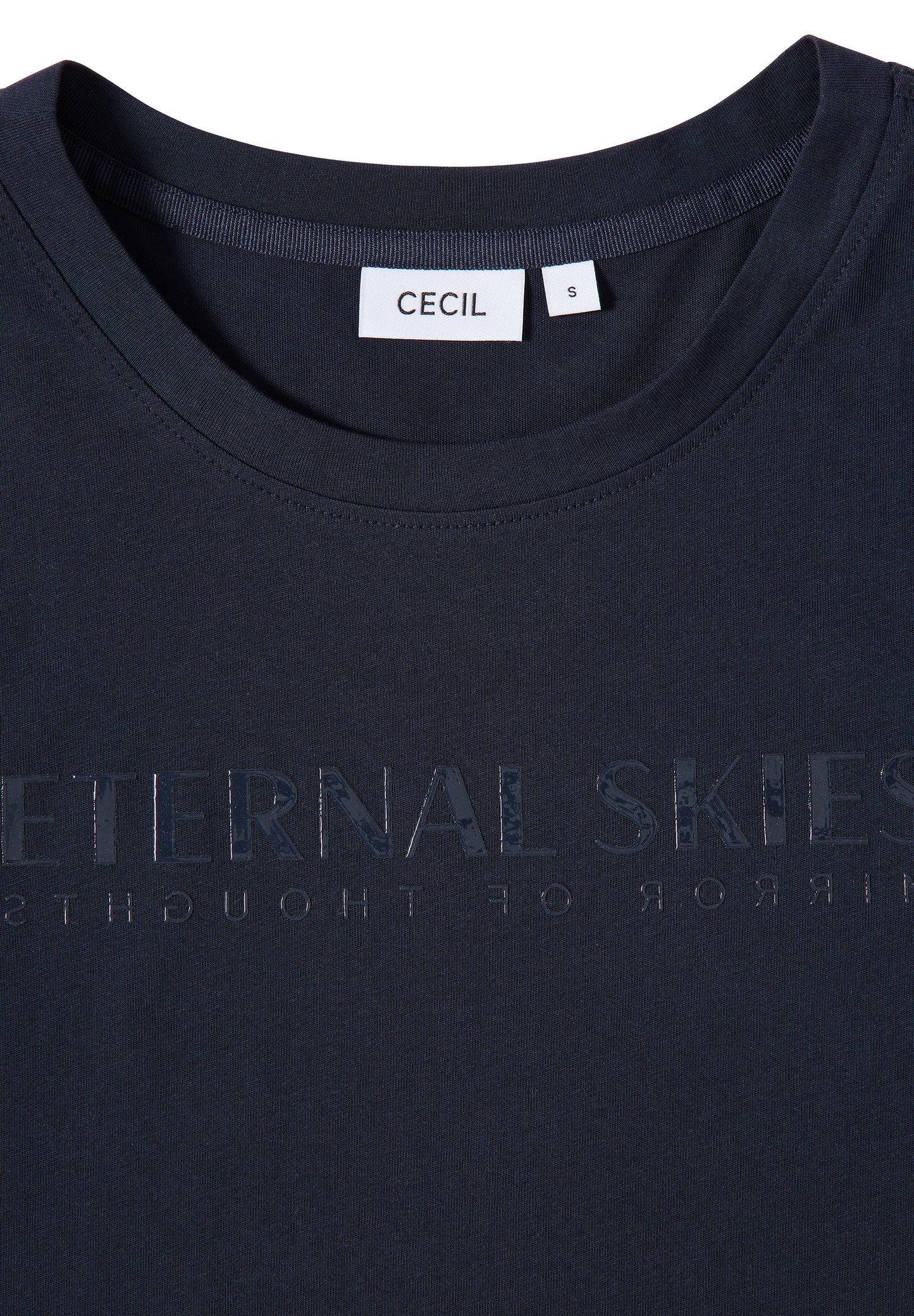 CECIL T-Shirt mit Wording Artwork - Farbe: urban dark blue