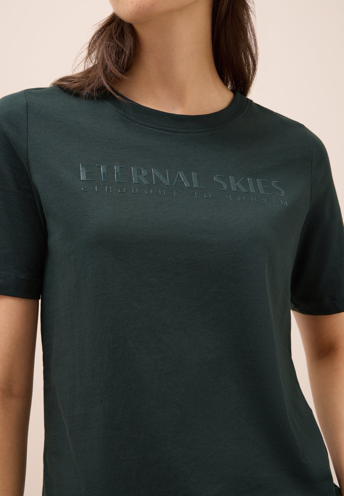 CECIL T-Shirt mit Wording Artwork - Farbe: ink green