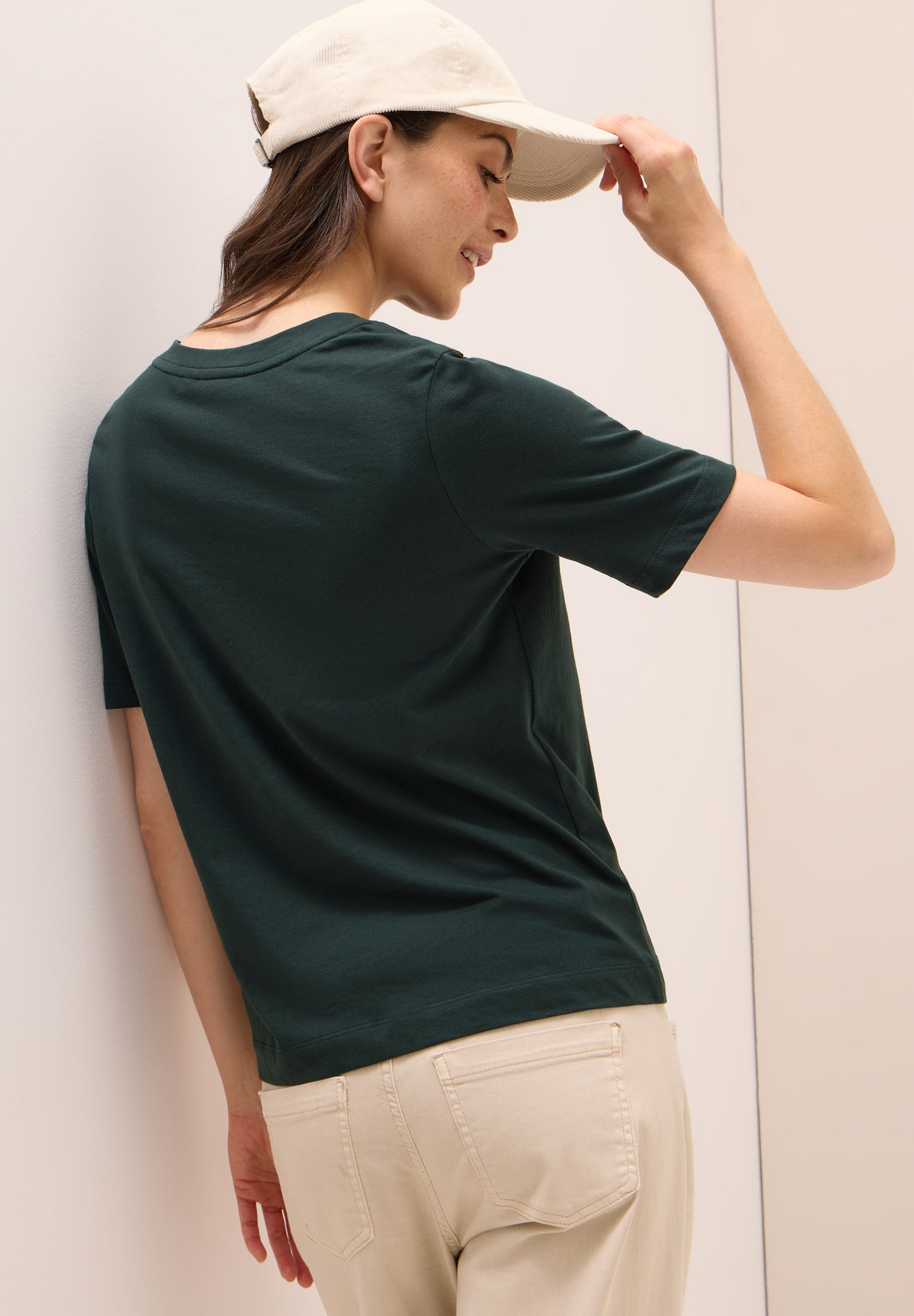 CECIL T-Shirt mit Wording Artwork - Farbe: ink green
