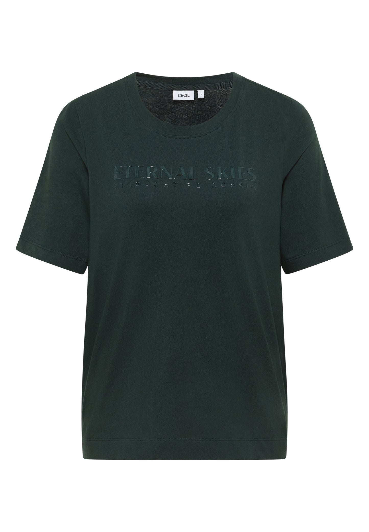 CECIL T-Shirt mit Wording Artwork - Farbe: ink green