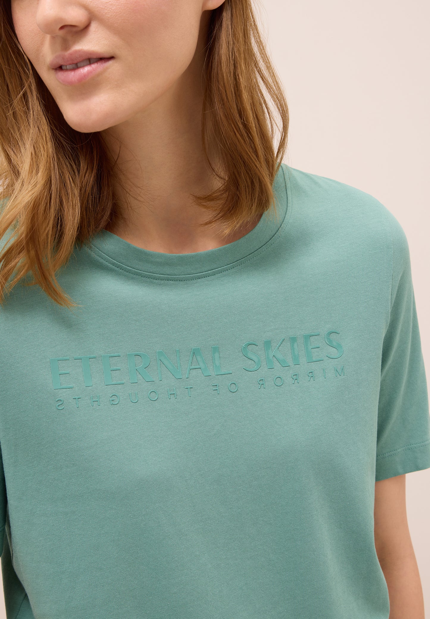 CECIL T-Shirt mit Wording Artwork - Farbe: jewel green