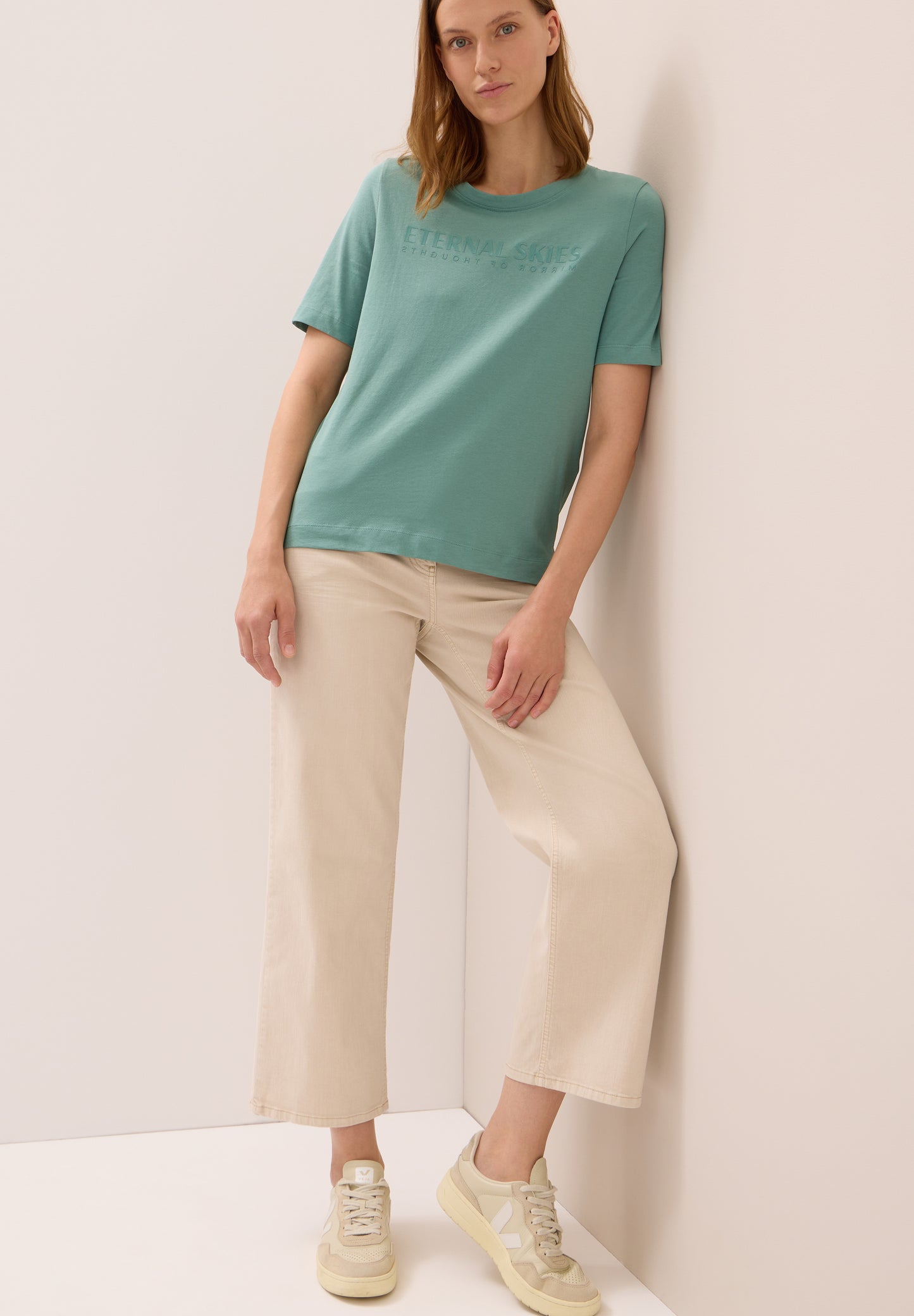 CECIL T-Shirt mit Wording Artwork - Farbe: jewel green