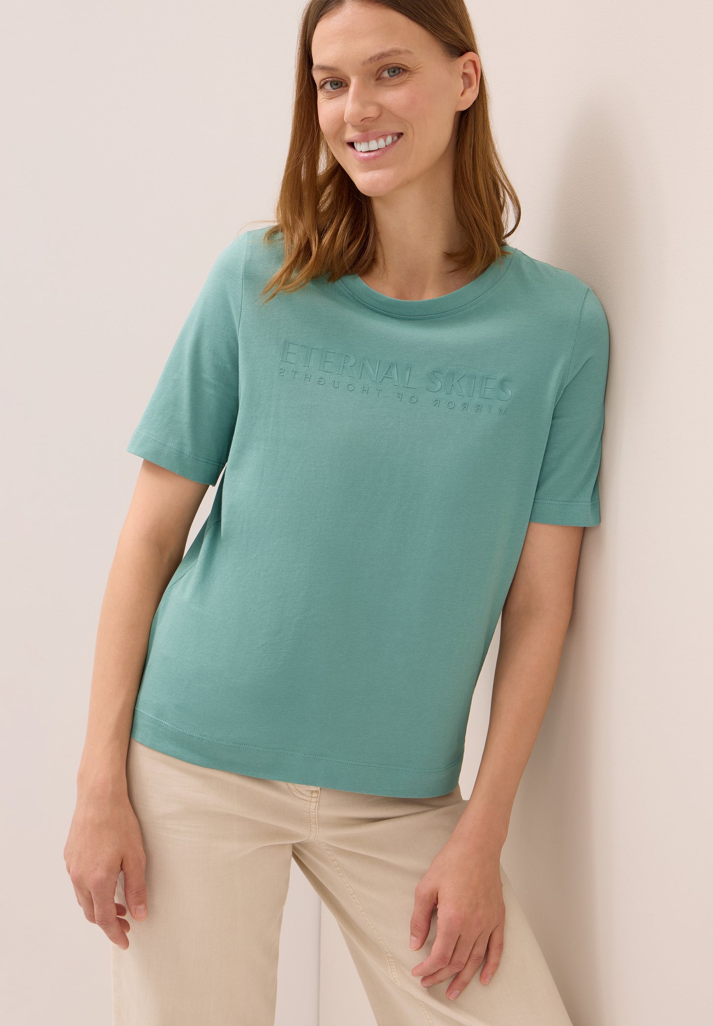 CECIL T-Shirt mit Wording Artwork - Farbe: jewel green
