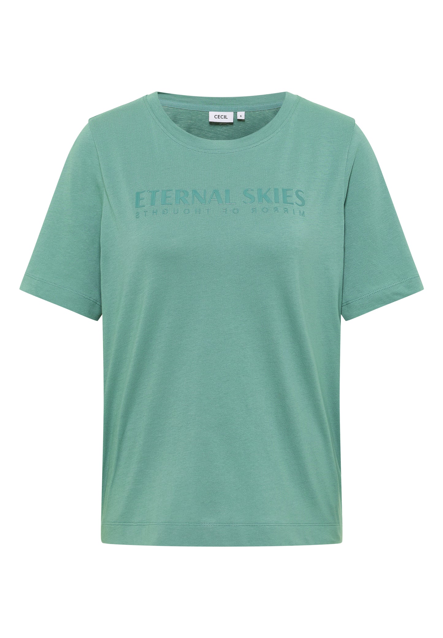 CECIL T-Shirt mit Wording Artwork - Farbe: jewel green