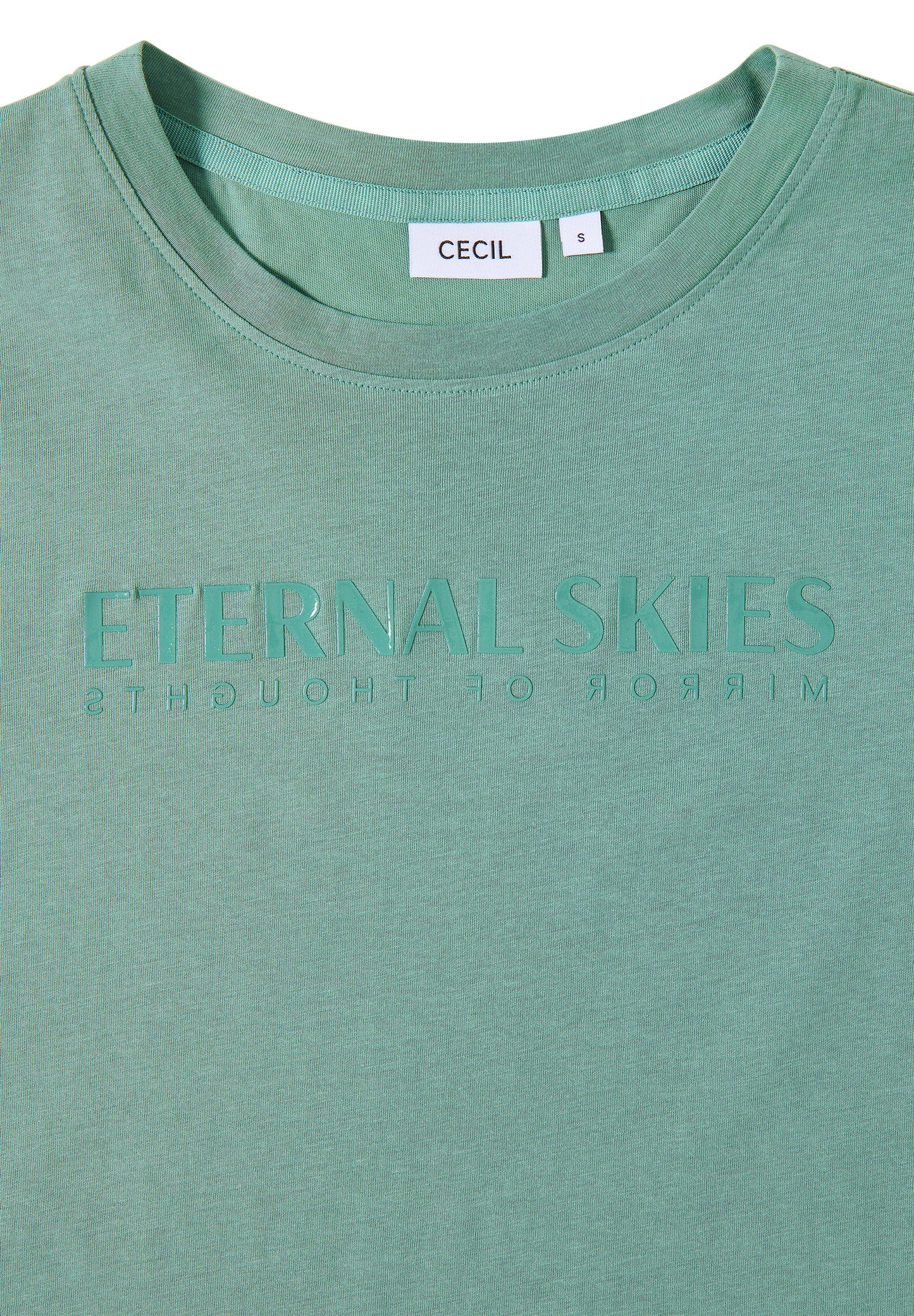 CECIL T-Shirt mit Wording Artwork - Farbe: jewel green