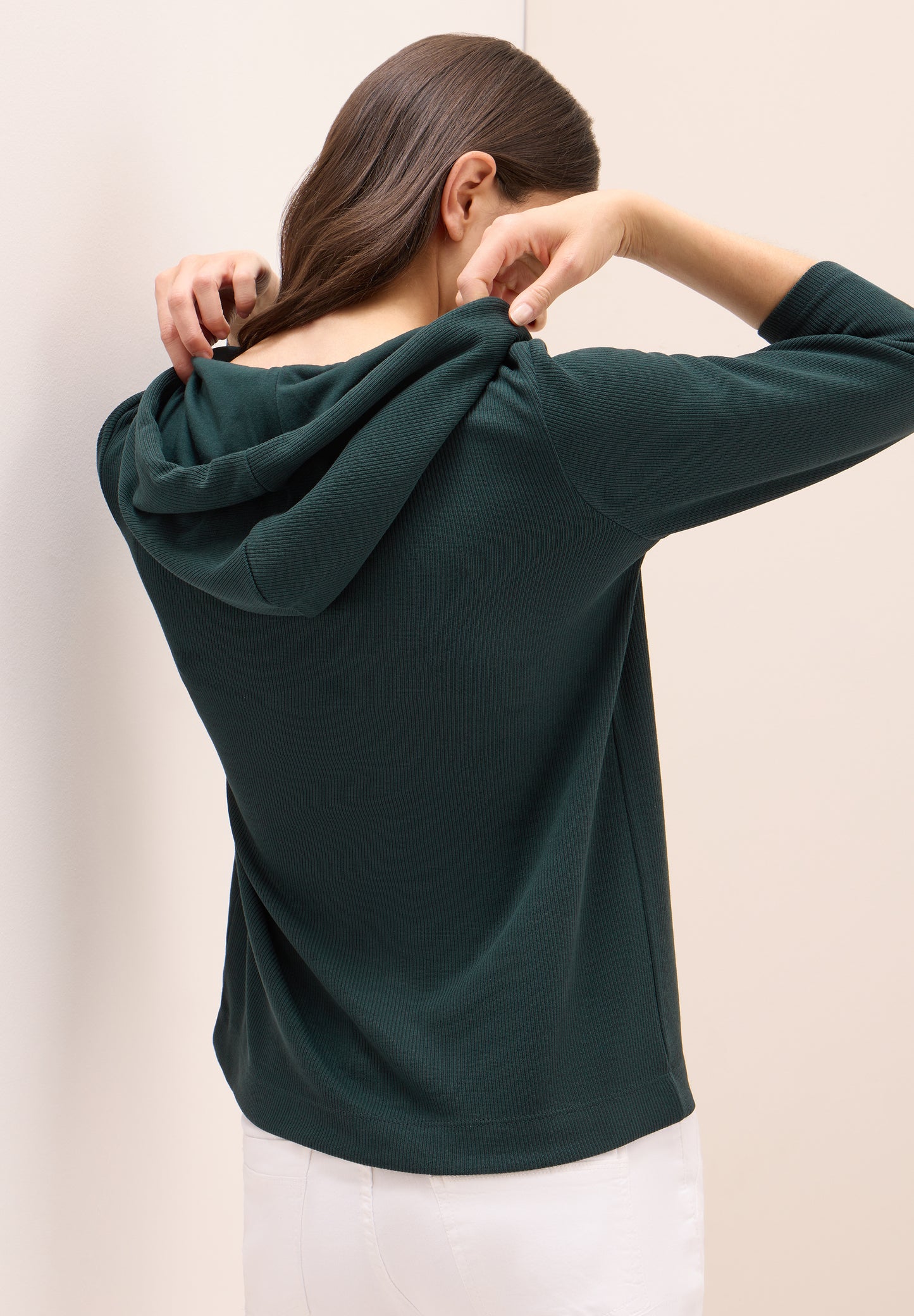 CECIL Hoodie Shirt in Rippstruktur - Farbe: ink green