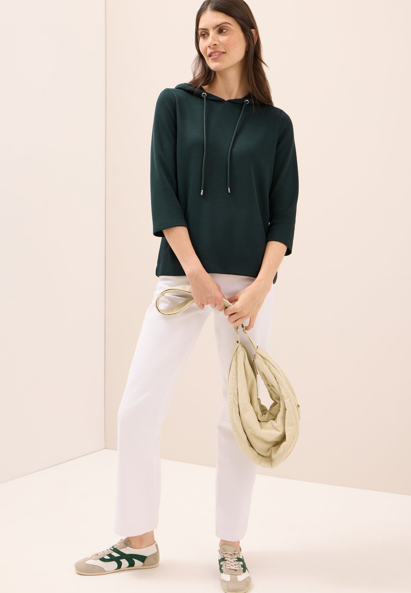 CECIL Hoodie Shirt in Rippstruktur - Farbe: ink green