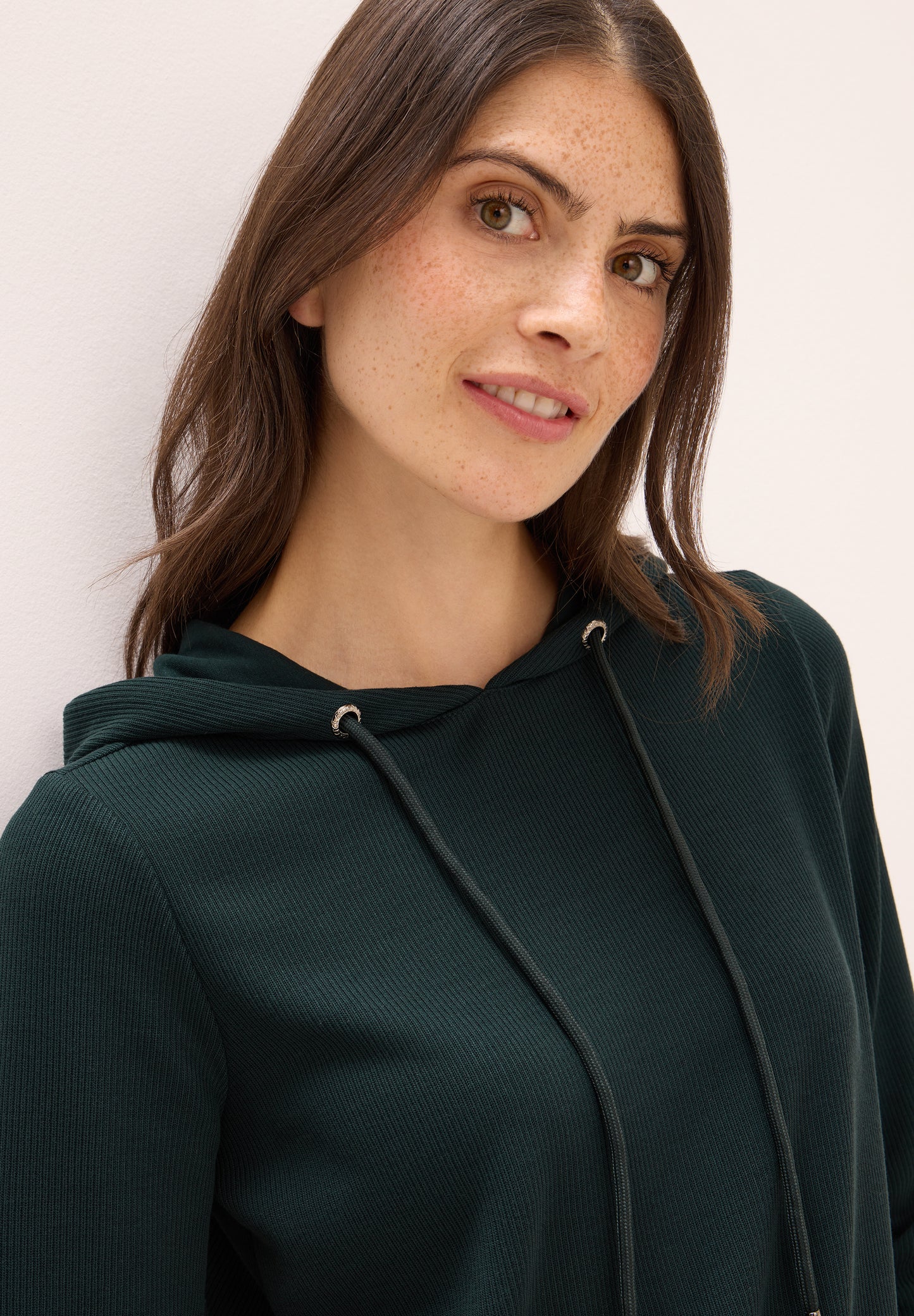 CECIL Hoodie Shirt in Rippstruktur - Farbe: ink green