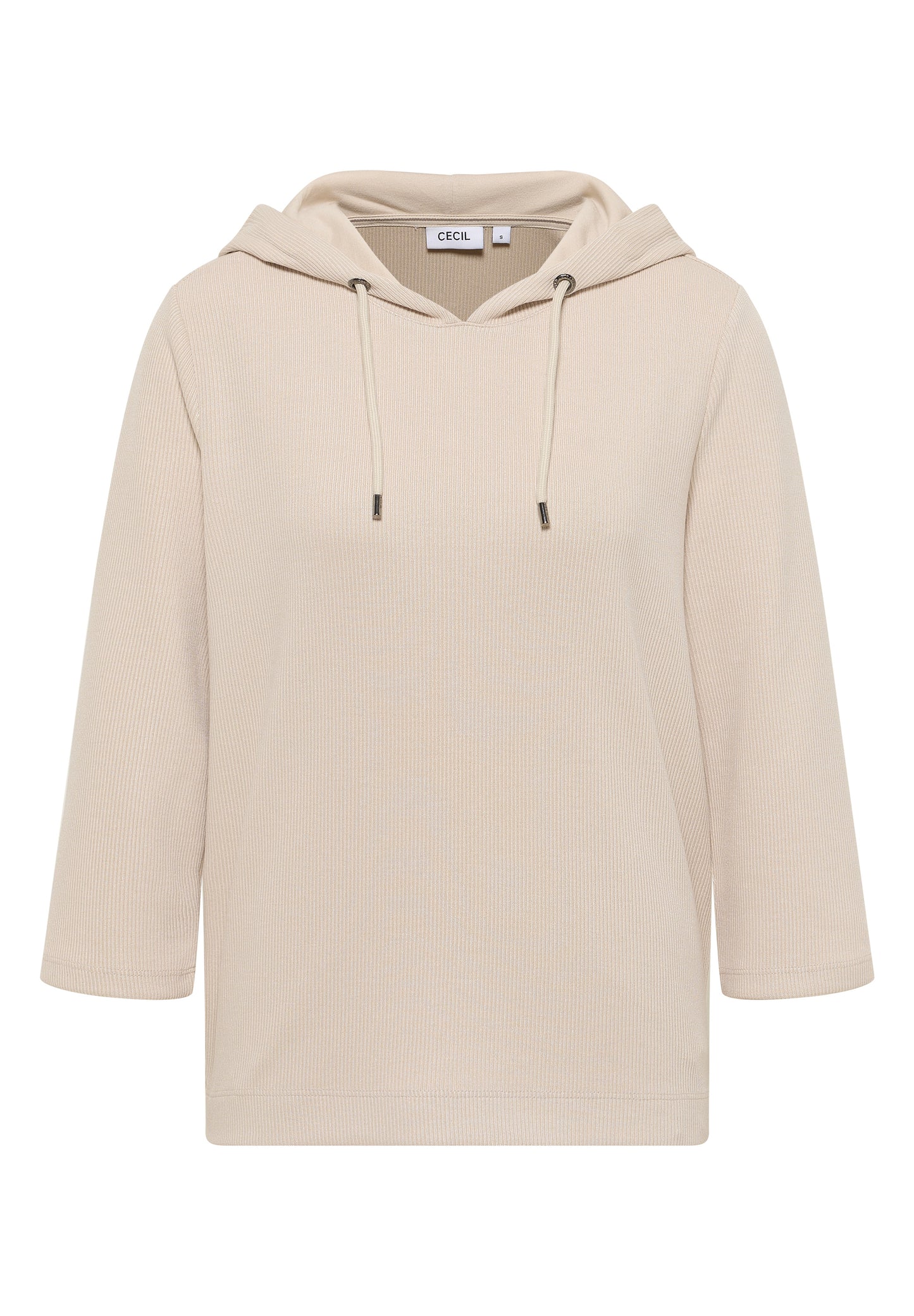 CECIL Hoodie Shirt in Rippstruktur - Farbe: oat milk beige