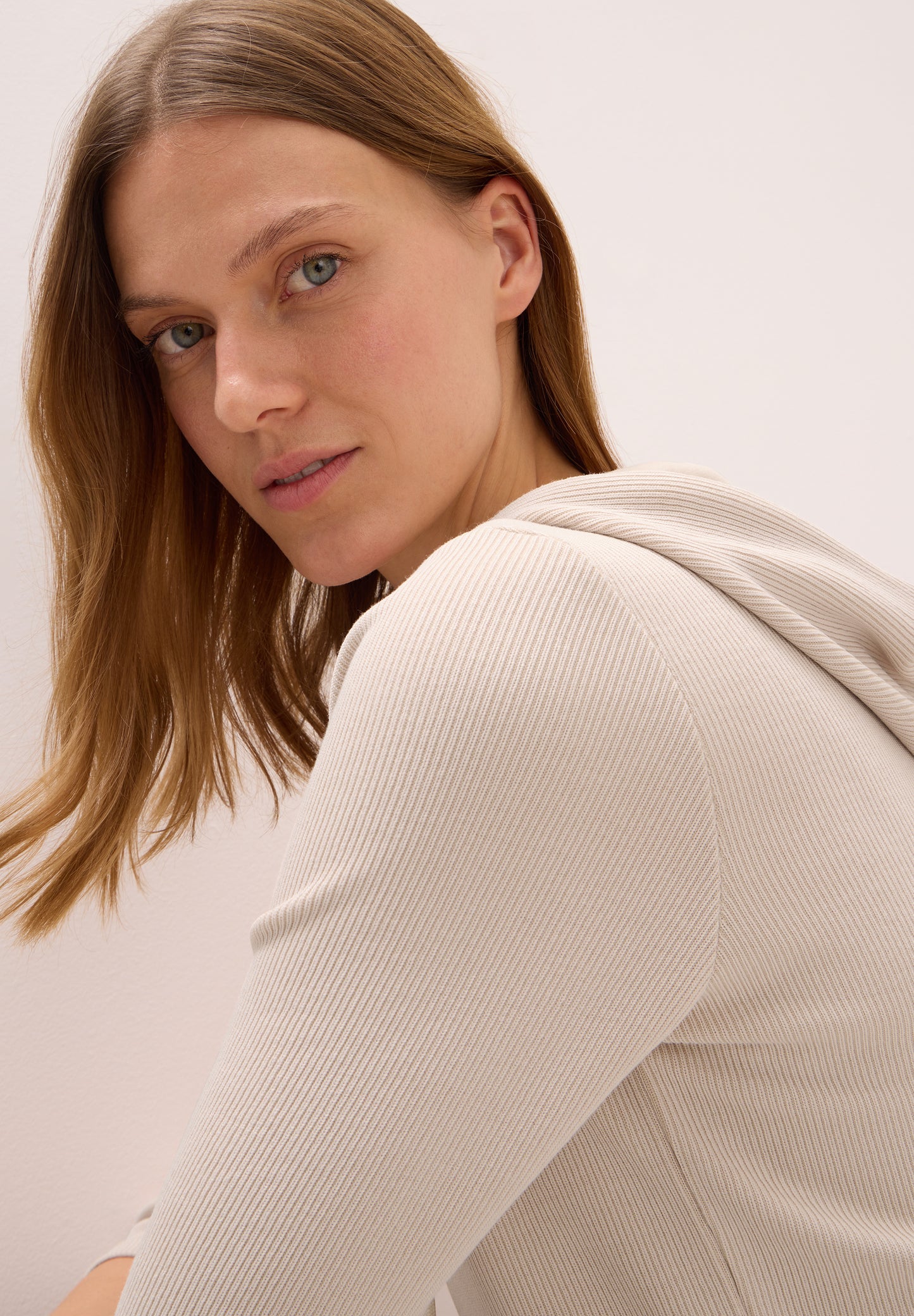 CECIL Hoodie Shirt in Rippstruktur - Farbe: oat milk beige