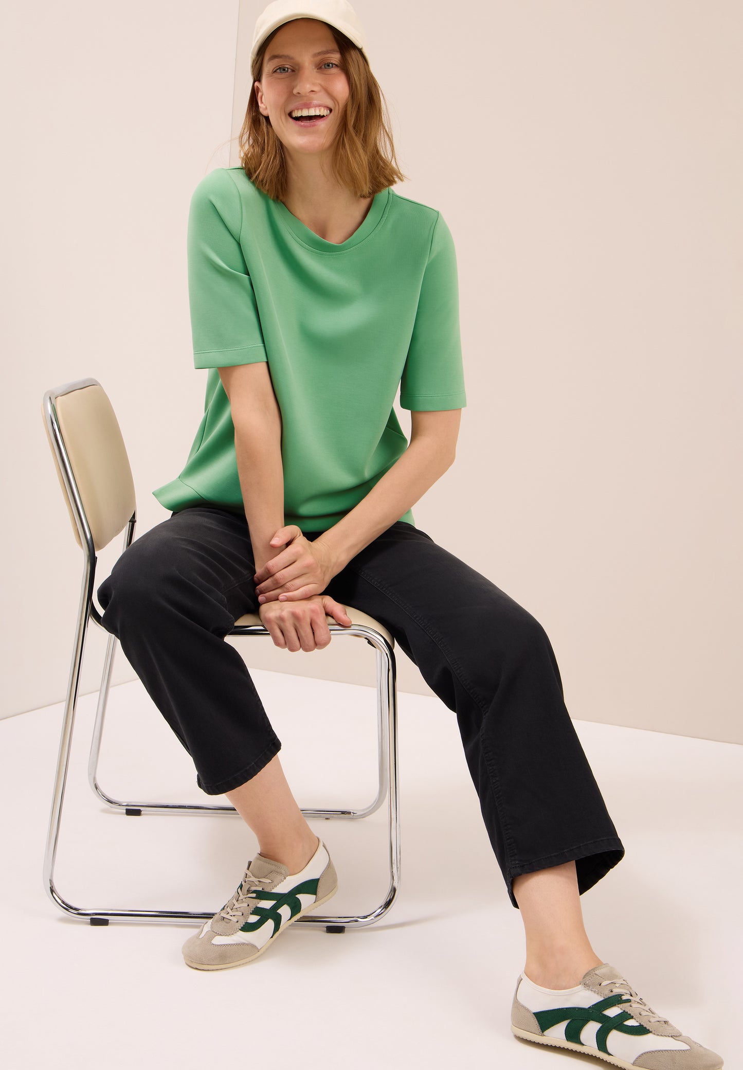 CECIL Softes Cupro Touch T-Shirt - Farbe: fennel green