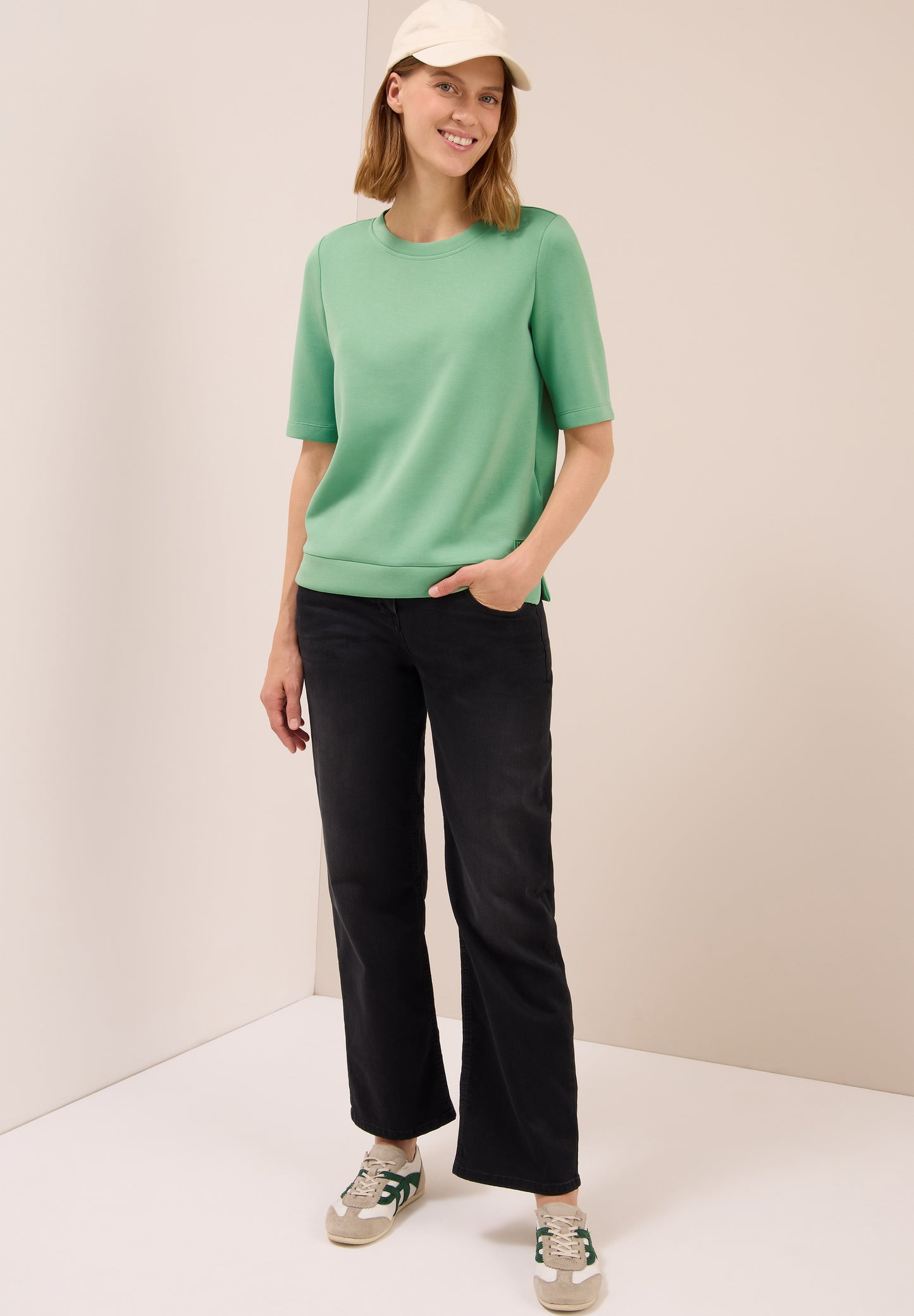 CECIL Softes Cupro Touch T-Shirt - Farbe: fennel green