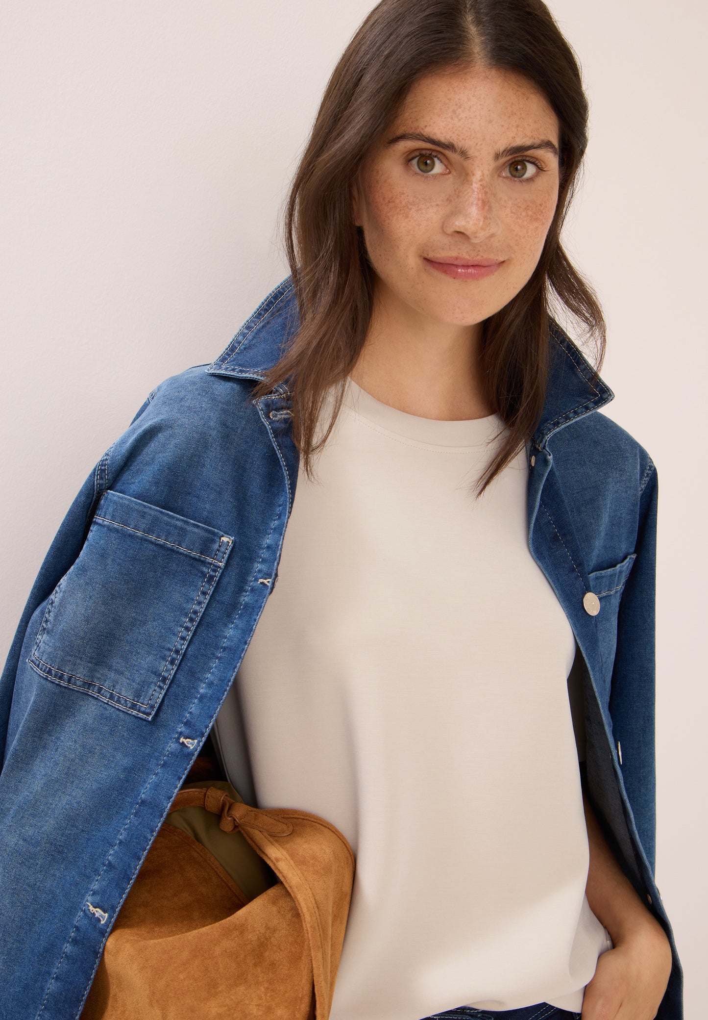 CECIL Softes Cupro Touch T-Shirt - Farbe: oat milk beige