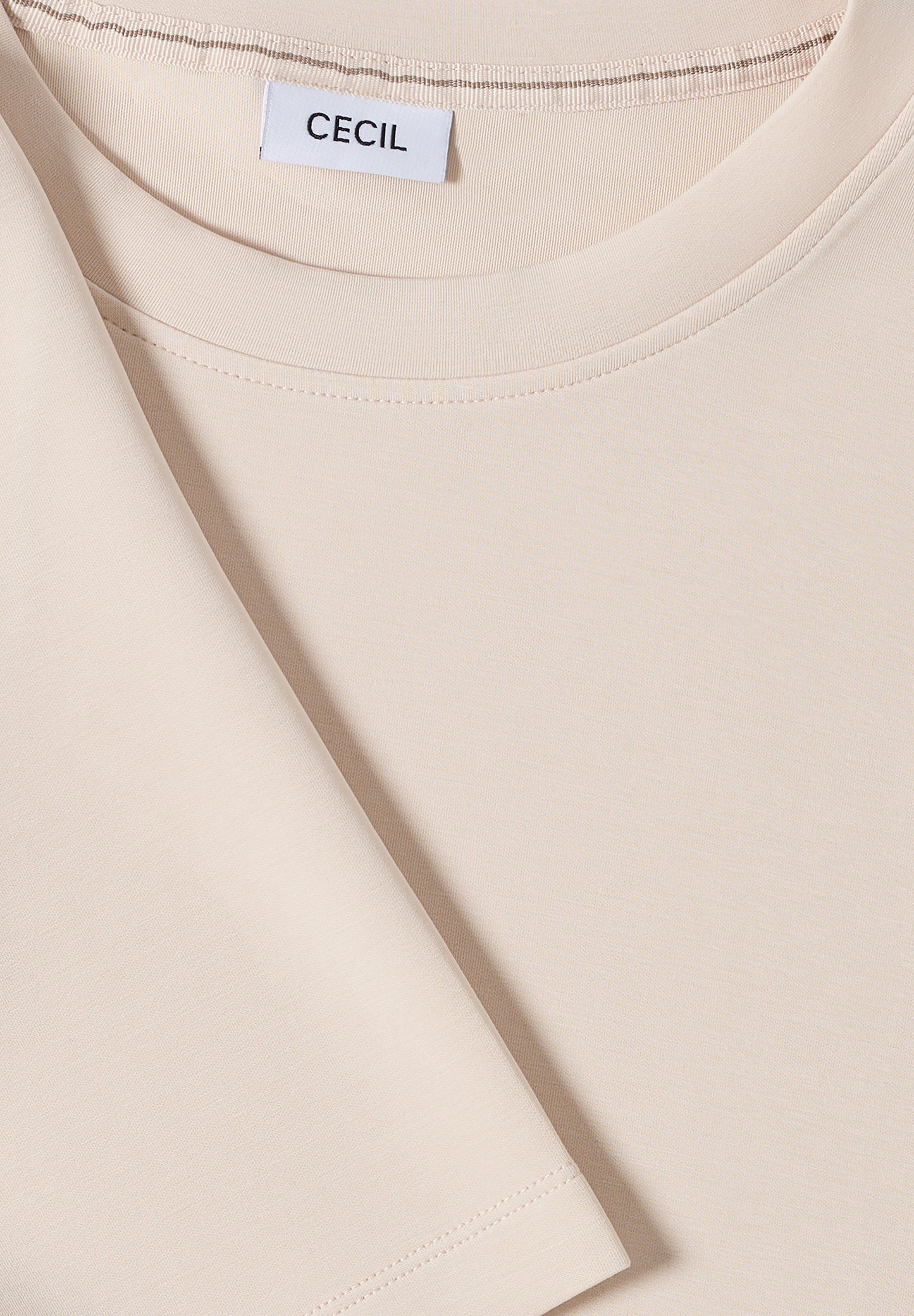 CECIL Softes Cupro Touch T-Shirt - Farbe: oat milk beige