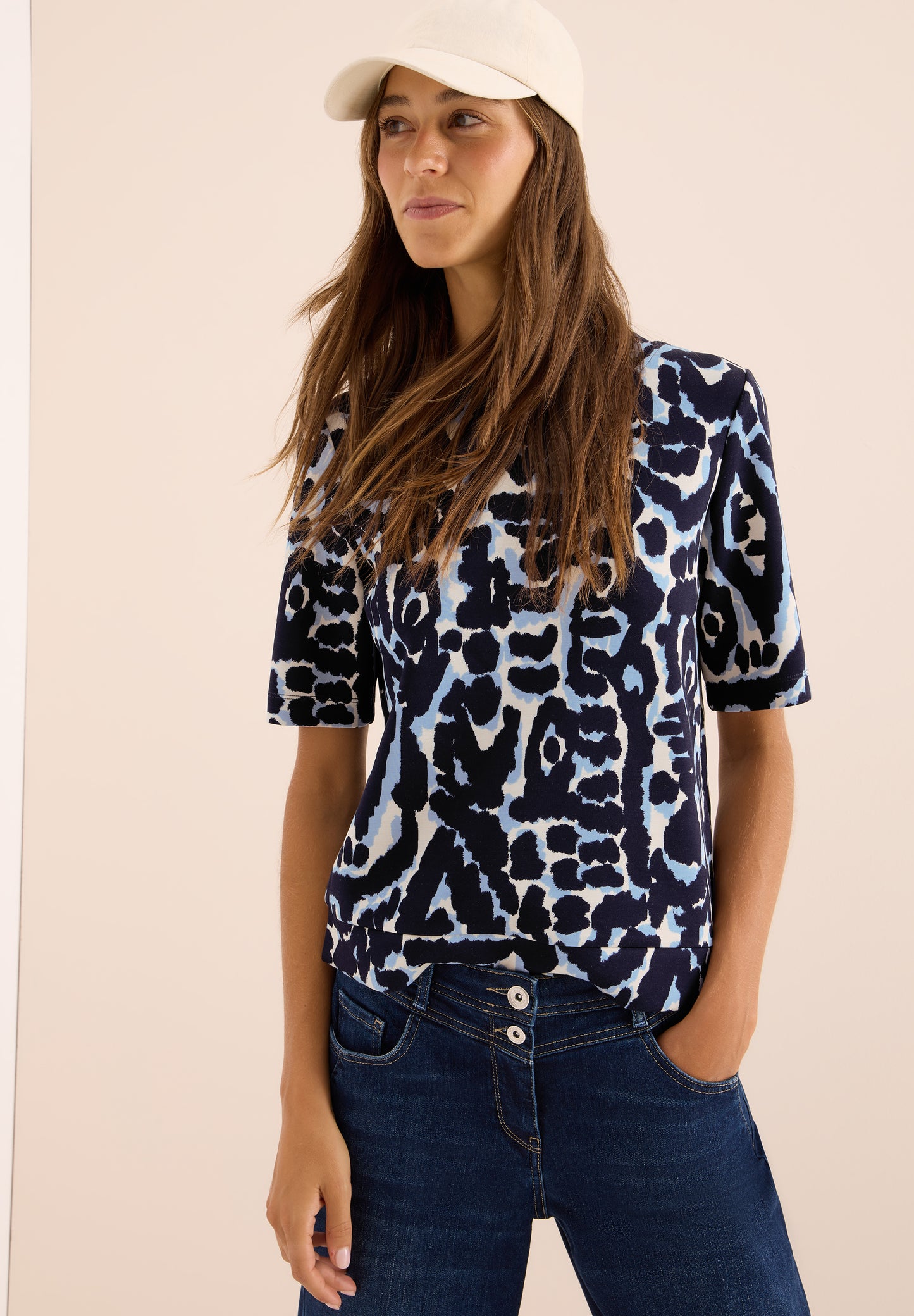 CECIL Cupro Touch Print-Shirt - Farbe: urban dark blue