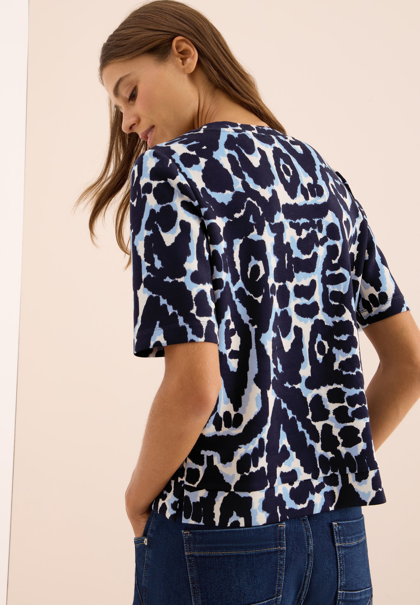 CECIL Cupro Touch Print-Shirt - Farbe: urban dark blue