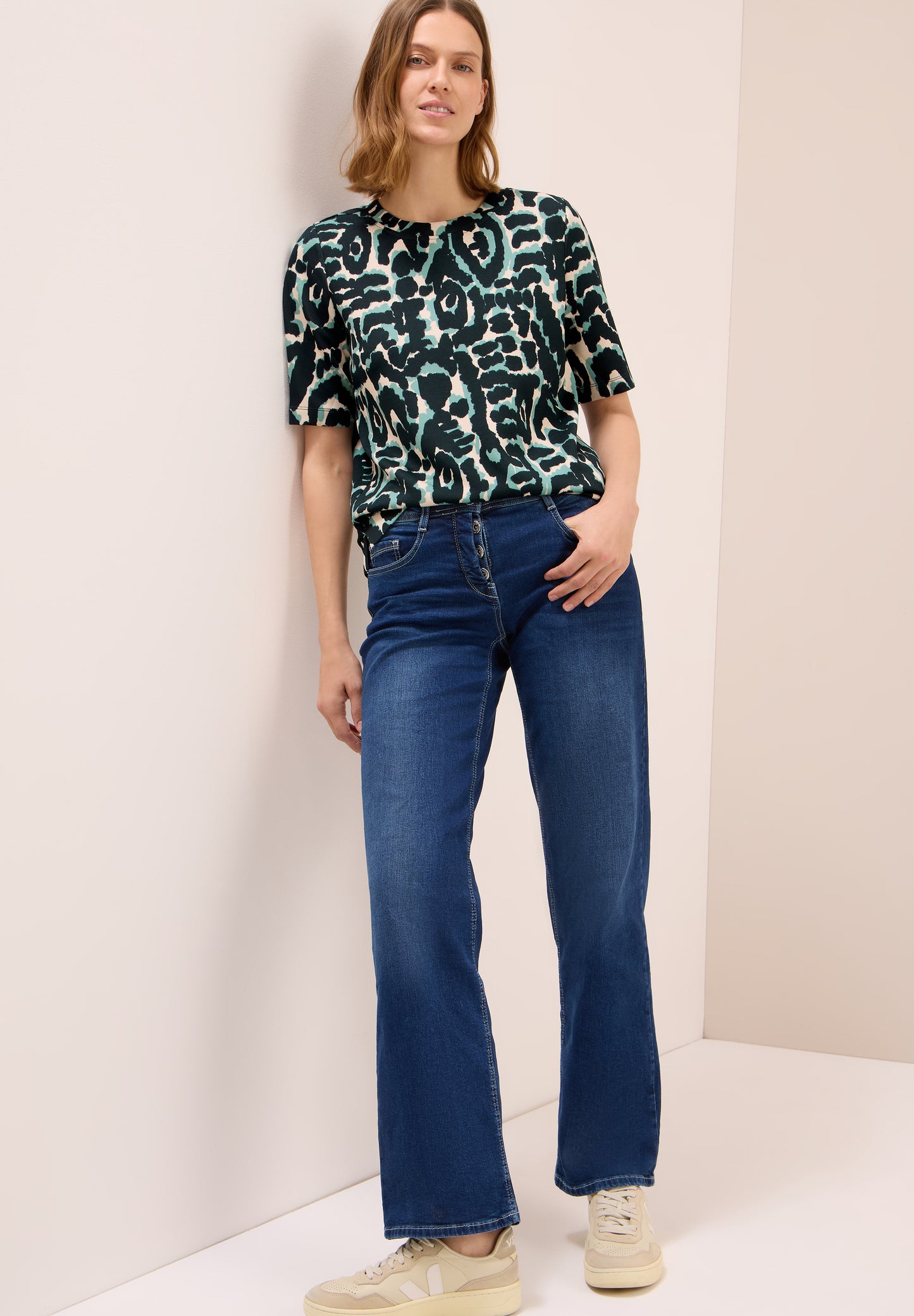 CECIL Cupro Touch Print-Shirt - Farbe: ink green