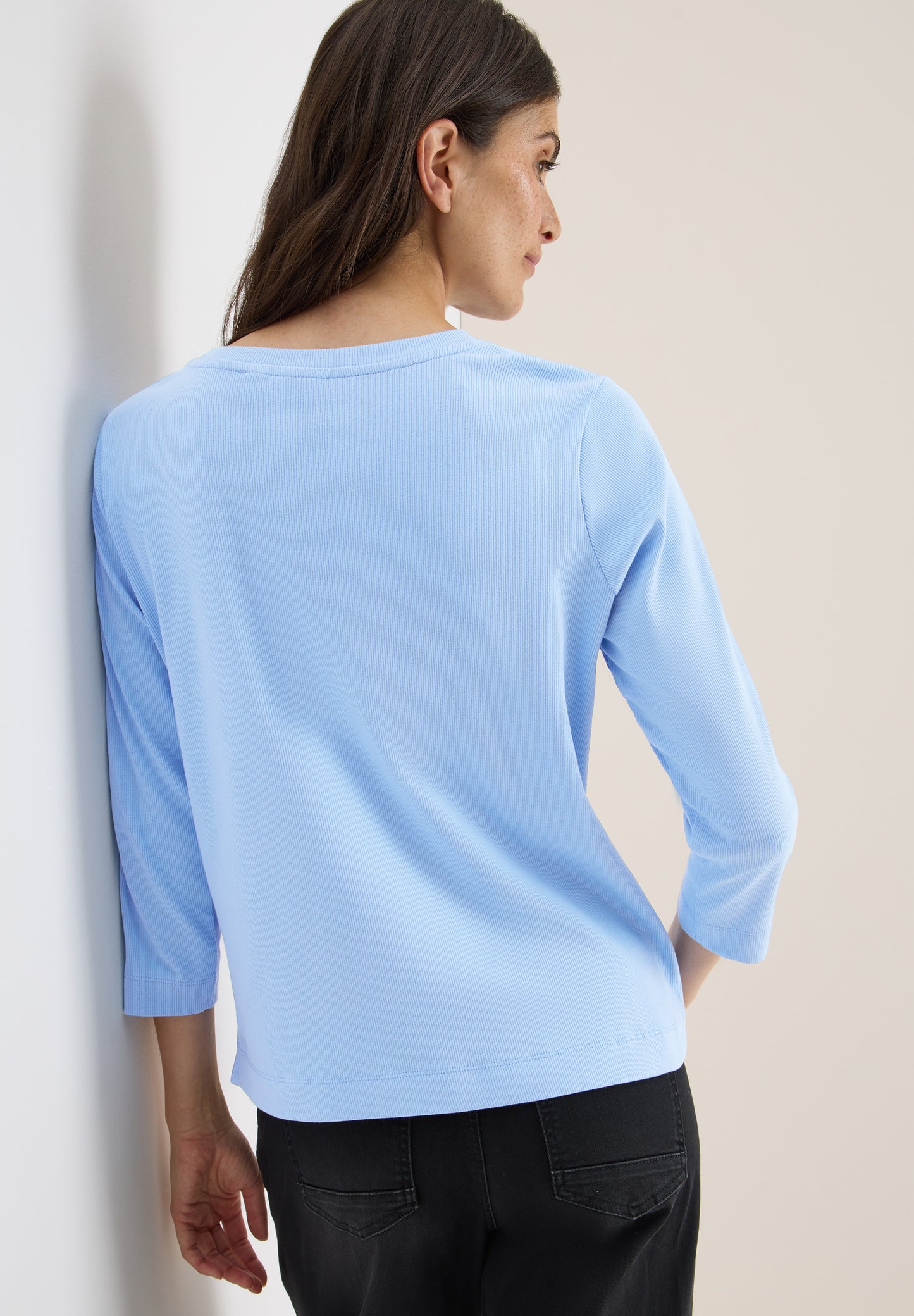 CECIL Shirt mit Rippstruktur - Farbe: sporty light blue