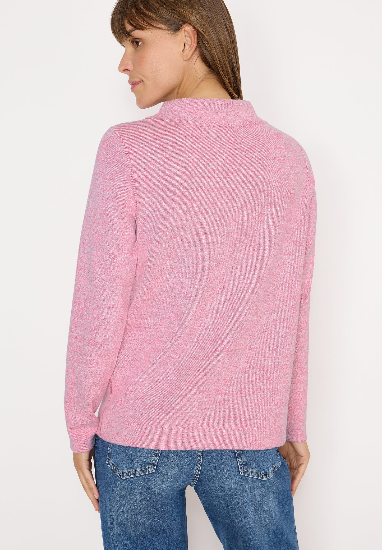 CECIL Funnelneck Melange Rippshirt - Farbe: dark blossom melange