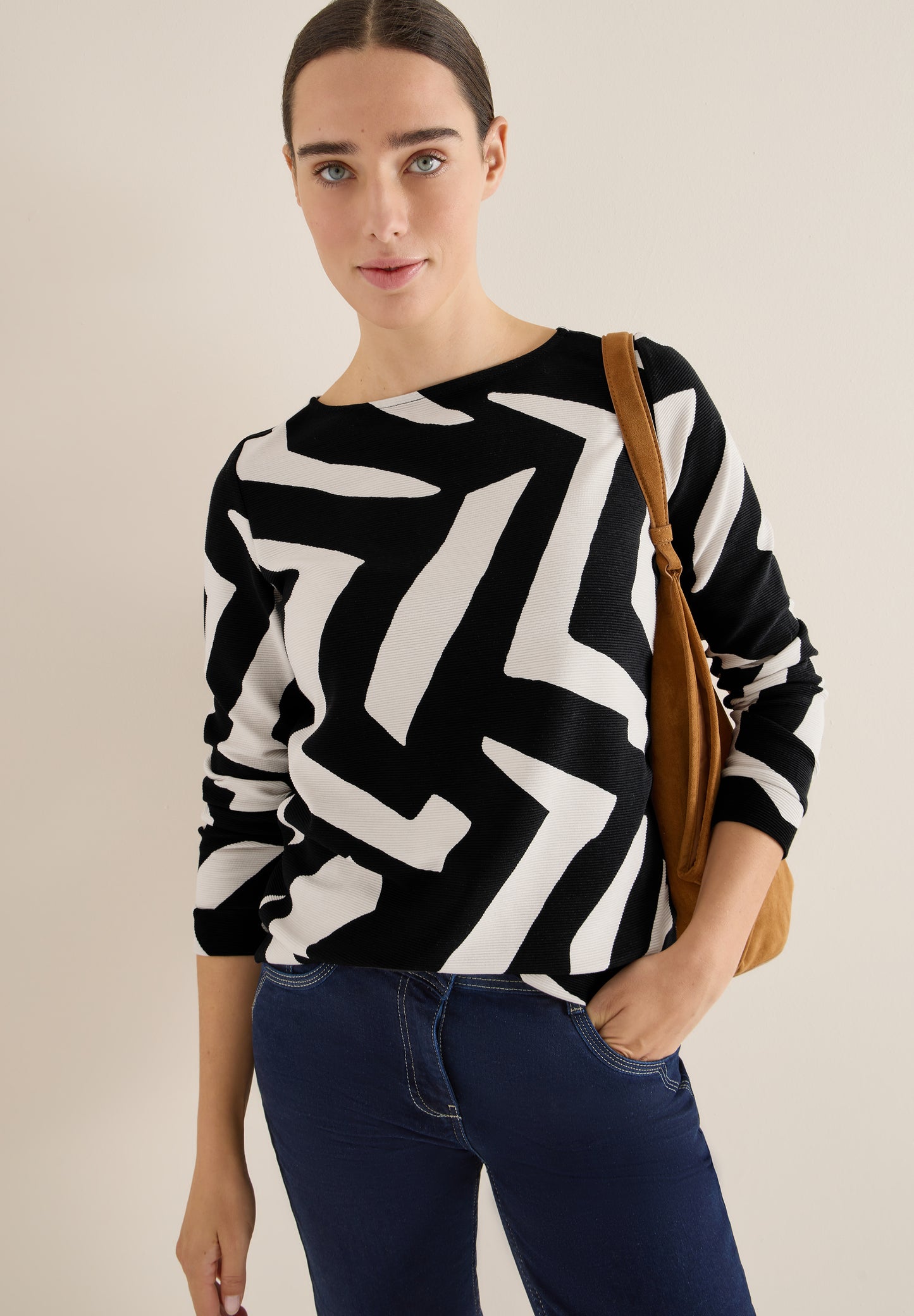 CECIL Ottoman Shirt mit Muster - Farbe: light greige