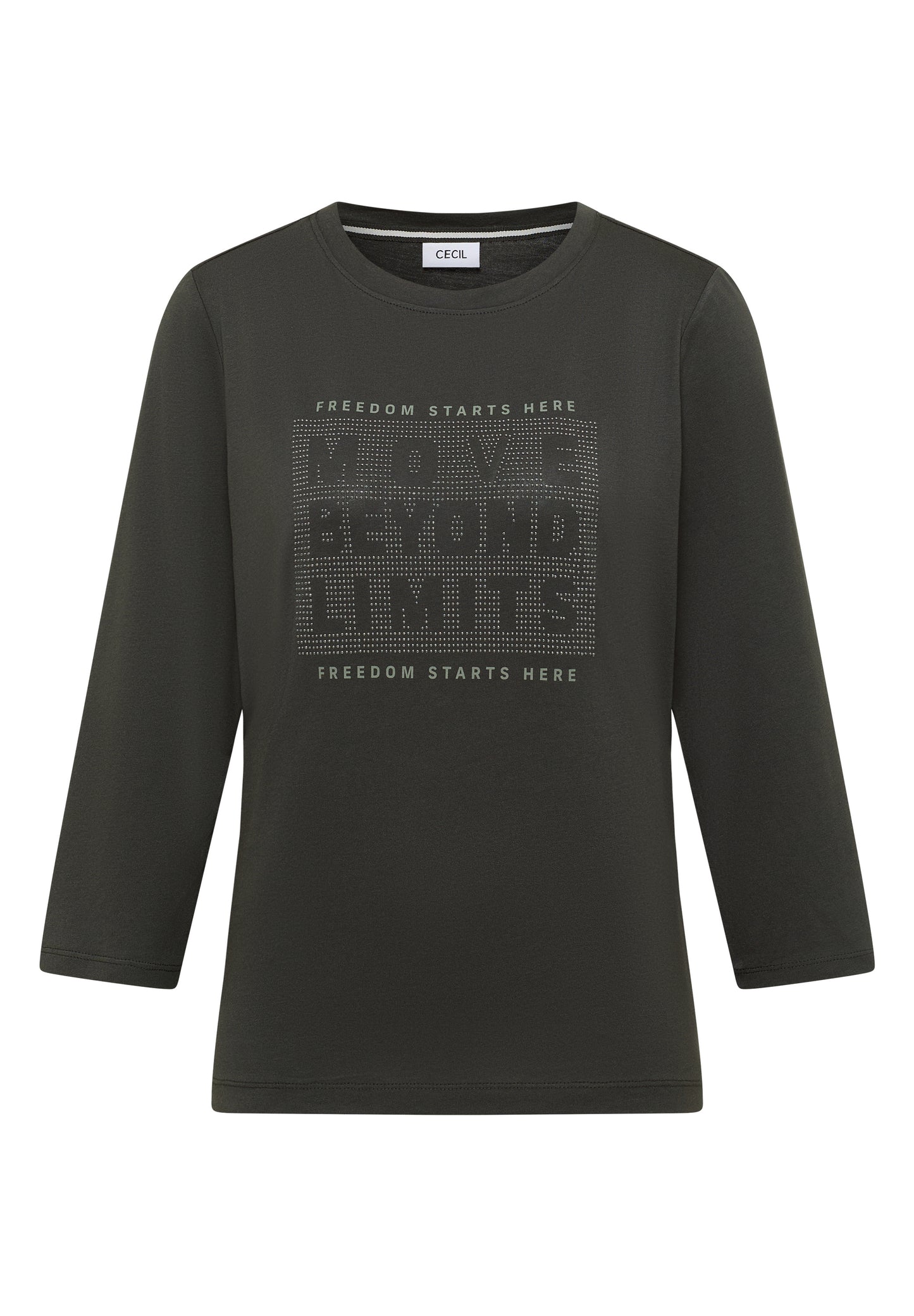 CECIL - Shirt mit Schmucksteinen - Farbe: raw khaki