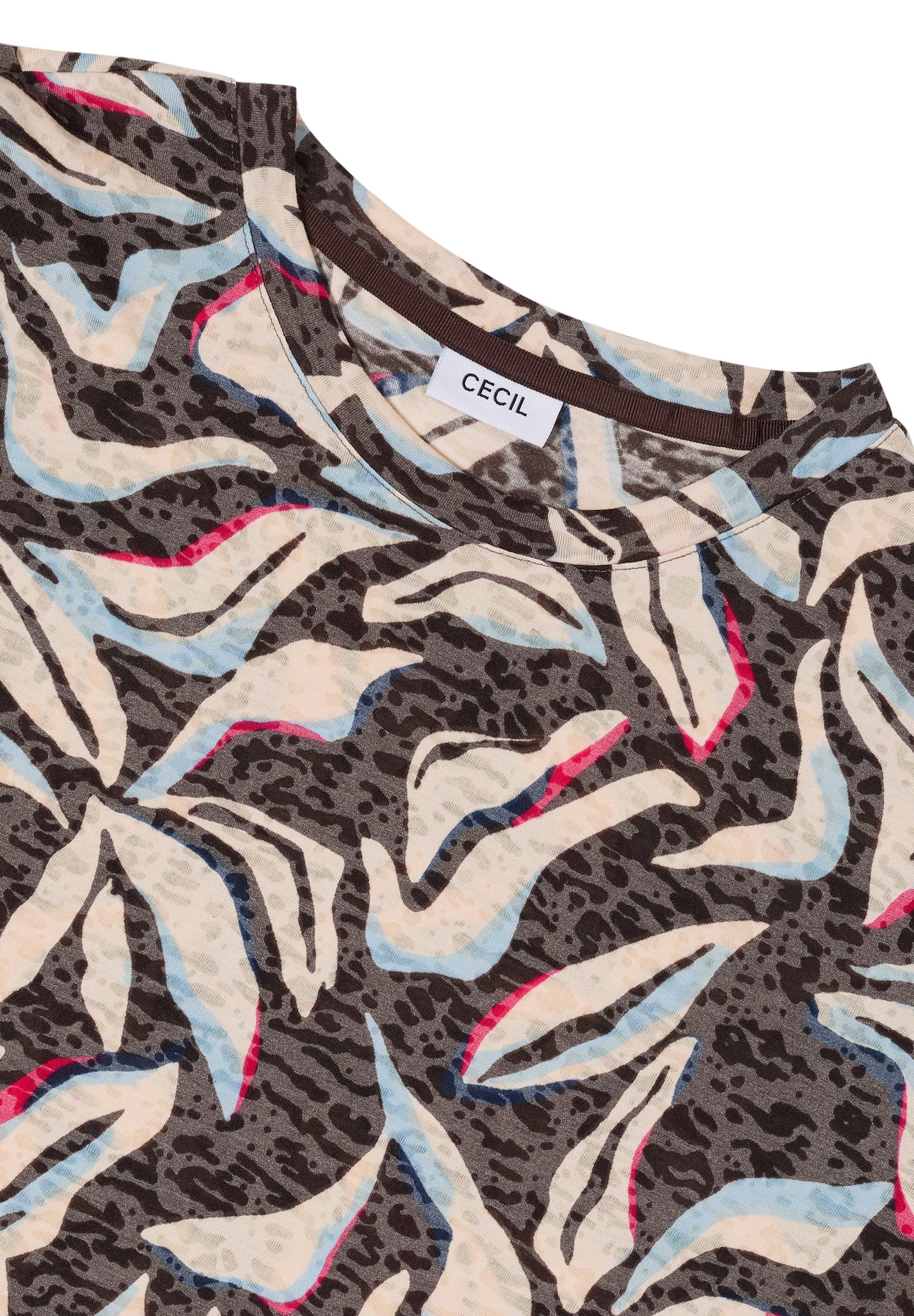 CECIL - Kurzarm T-Shirt im Ausbrenner-Look - Farbe: macchiato brown