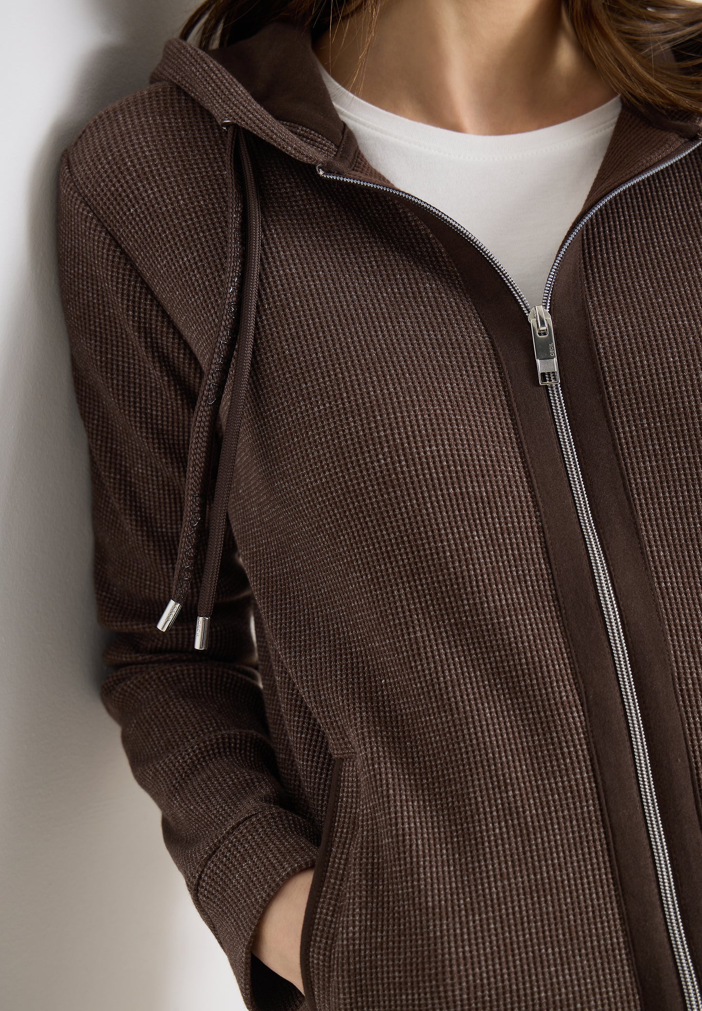 CECIL - Langarm Jacke mit Kapuze und Taschen - Farbe: macchiato brown