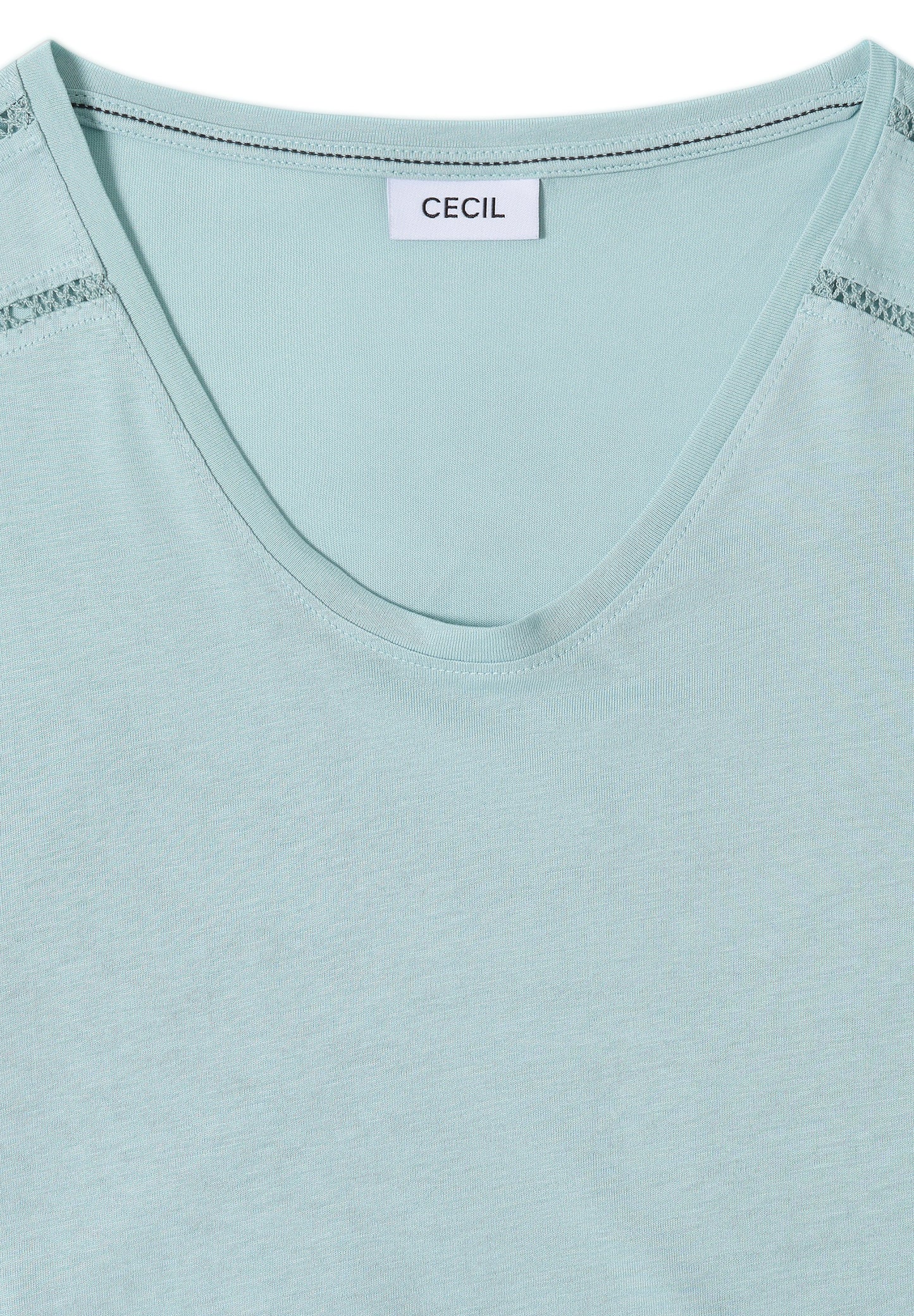 CECIL - T-Shirt mit V-Neck und Spitzendetail - Farbe: crystal mint
