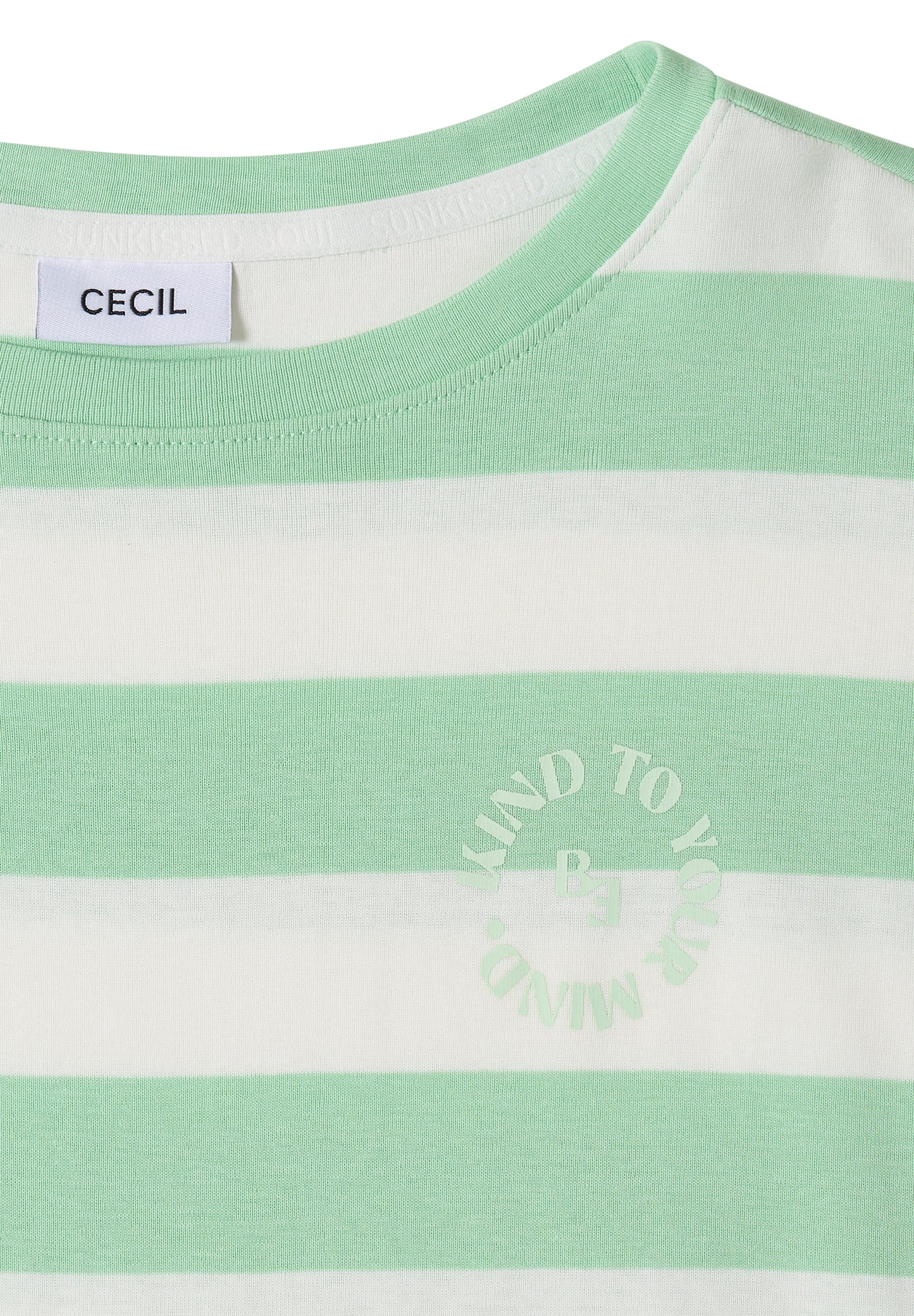 CECIL - T-Shirt mit Streifen und Printdetail - Farbe: juicy lime