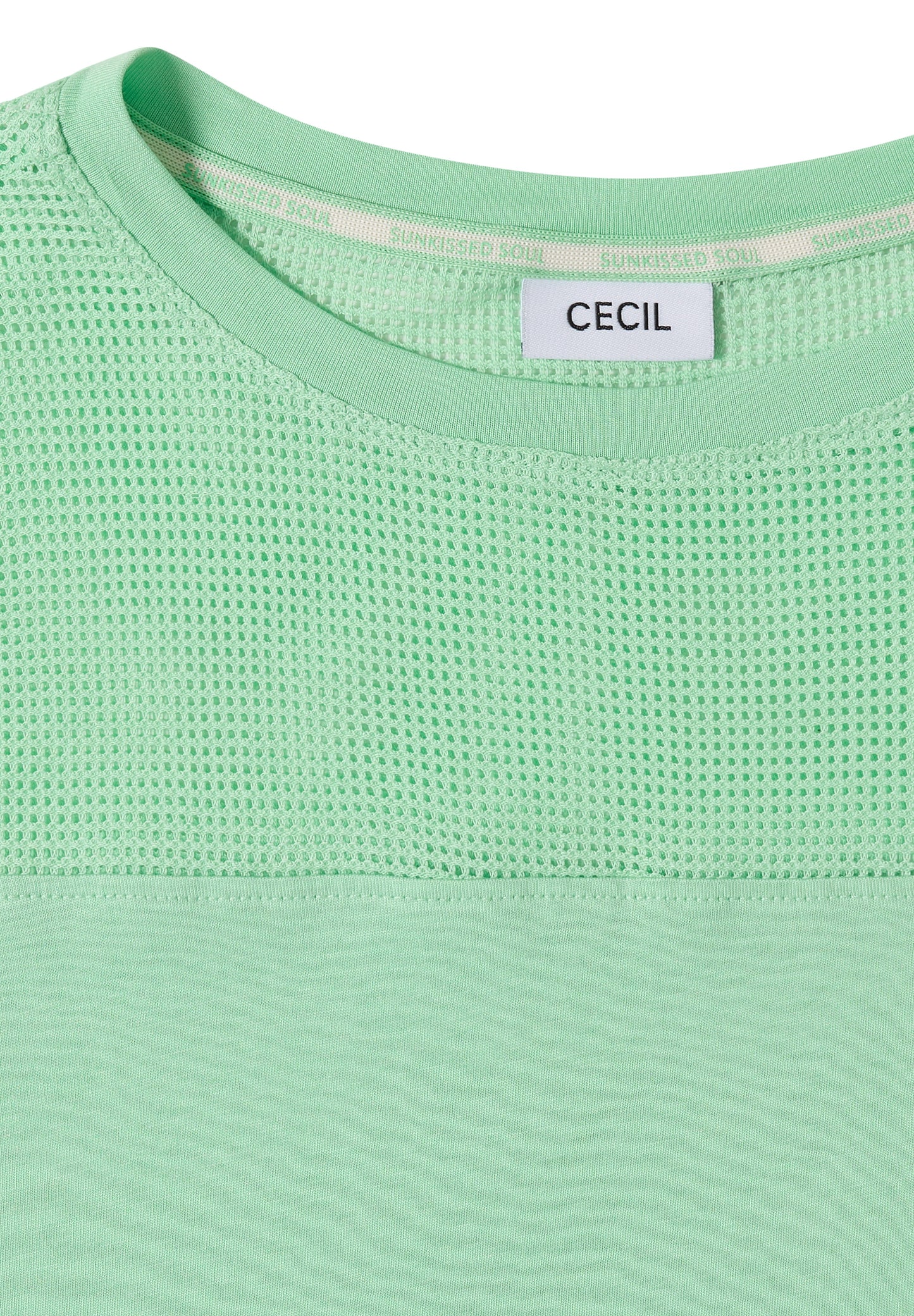 CECIL - T-Shirt mit Boatneck und Mesh-Einsatz - Farbe: juicy lime