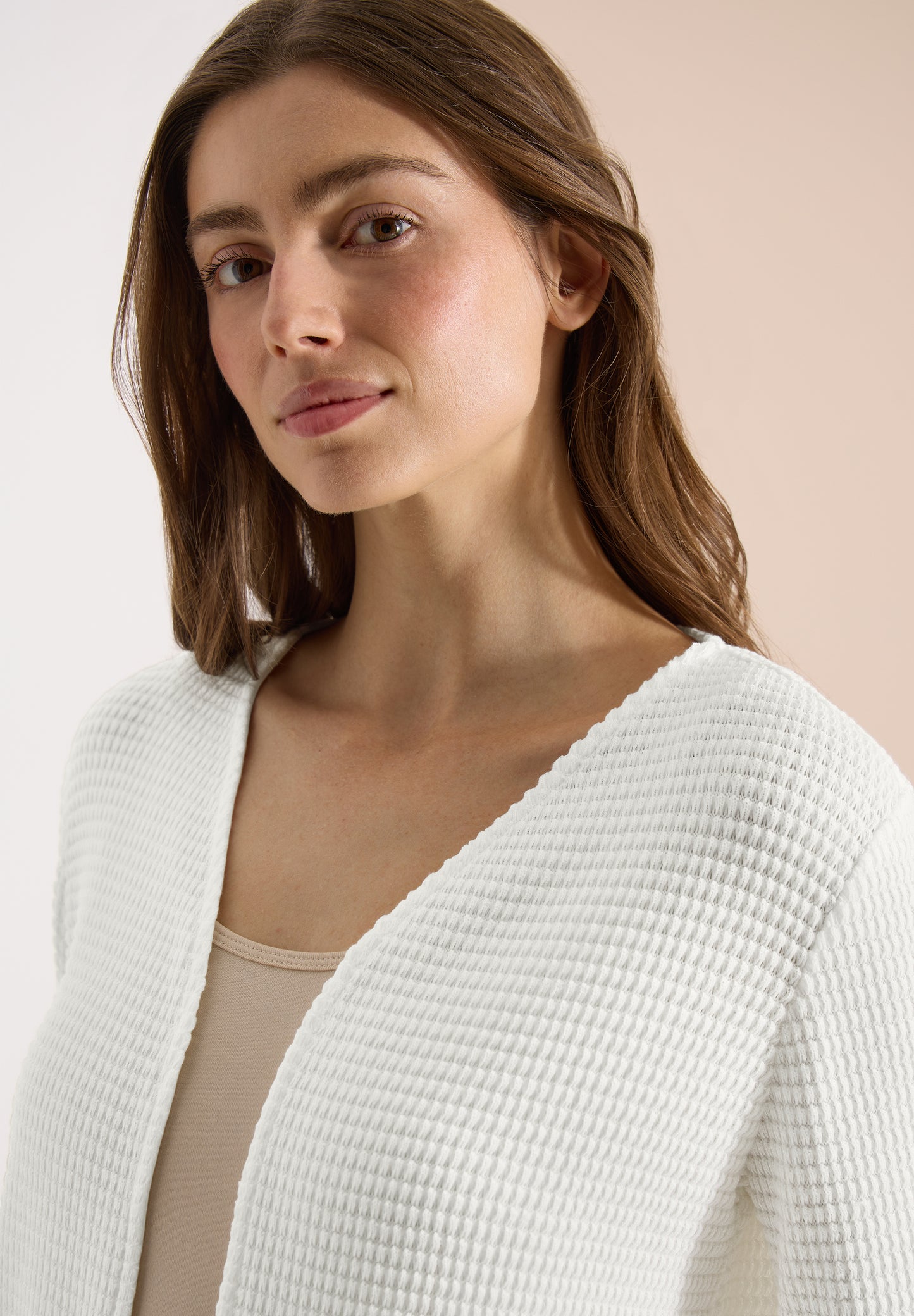 CECIL - Offene 3/4-Arm Jacke im Ajour-Look - Farbe: vanilla white