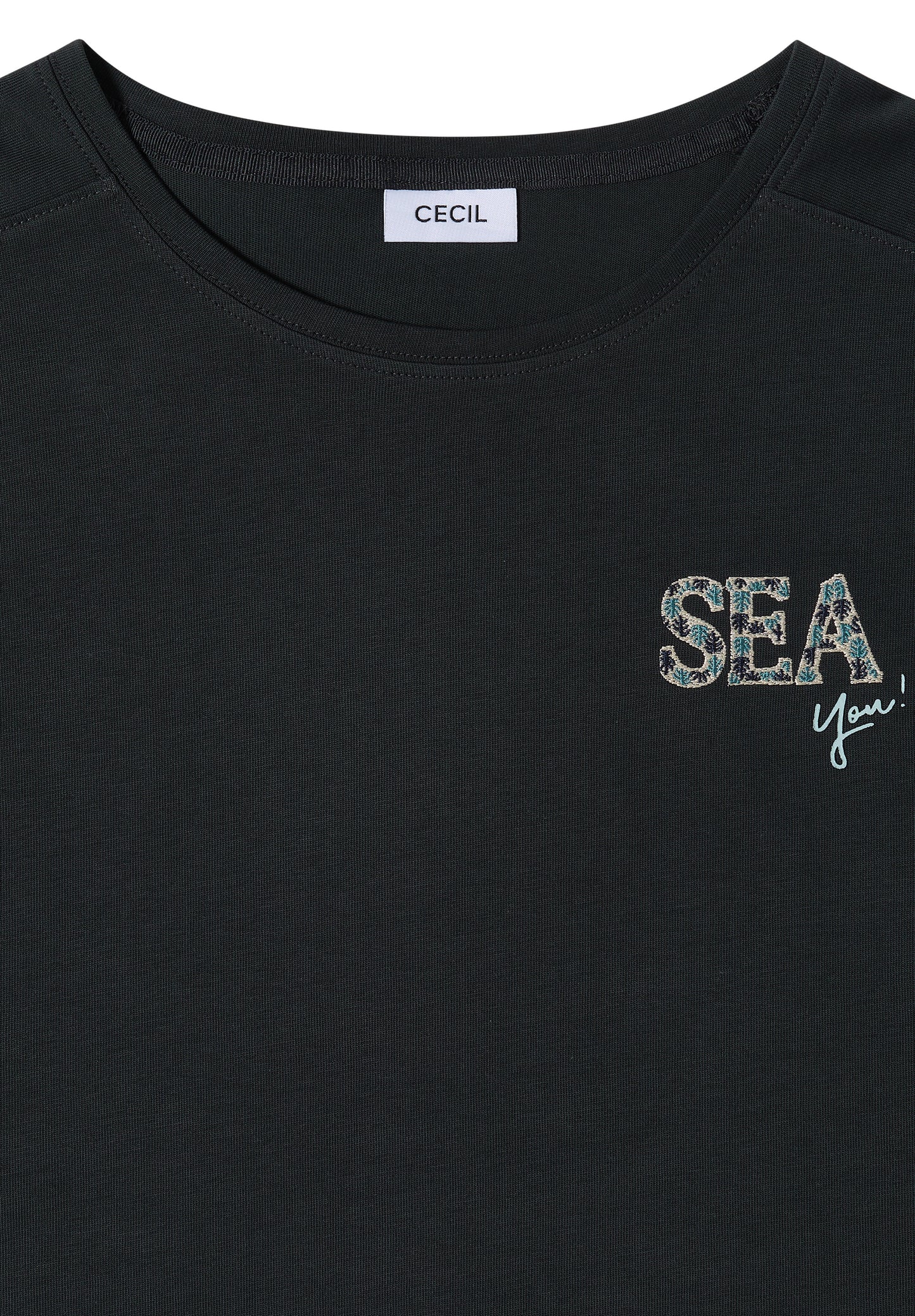 CECIL - T-Shirt mit Rundhals und Embroidery - Farbe: palm breeze green