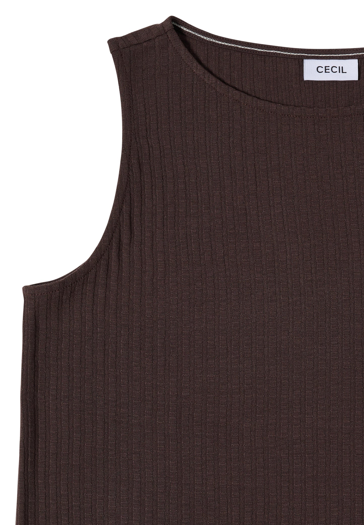 CECIL - Top in Rippstruktur mit U-Boot-Ausschnitt - Farbe: brown cacao