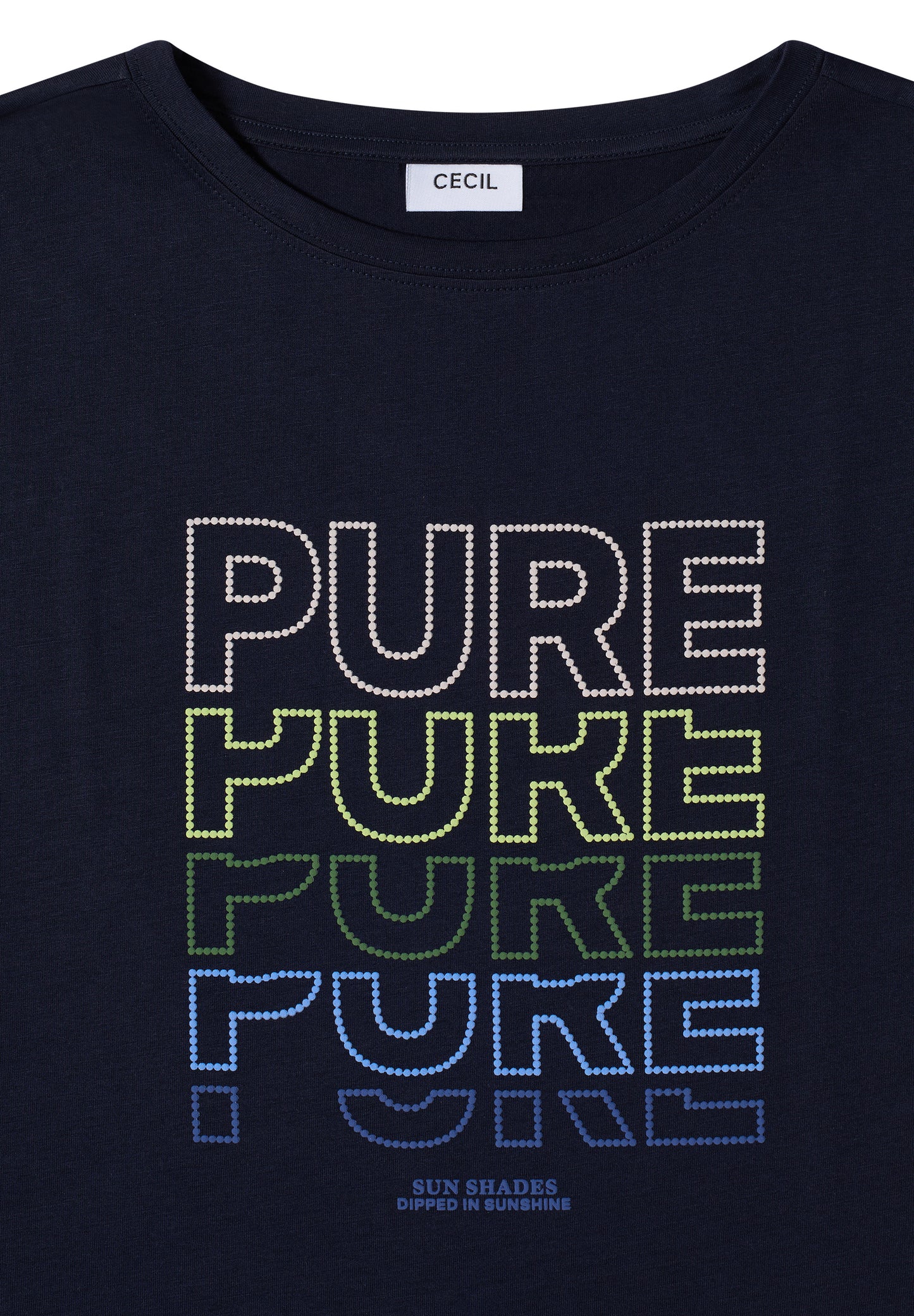 CECIL - T-Shirt mit Boat Neck und Frontprint - Farbe: urban dark blue