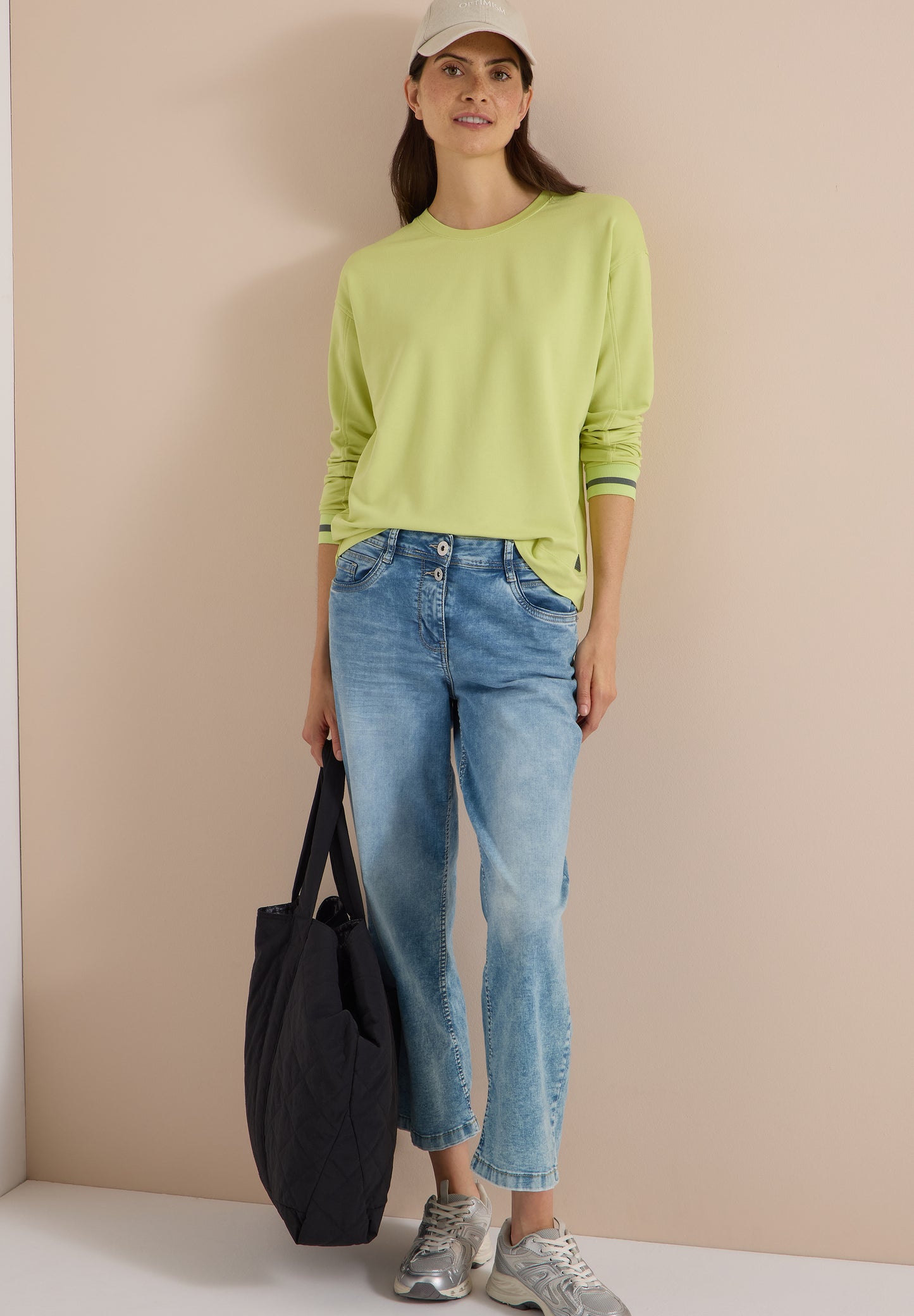 CECIL - Langarm Shirt mit Rundhals und Streifendetail - Farbe: citrin green