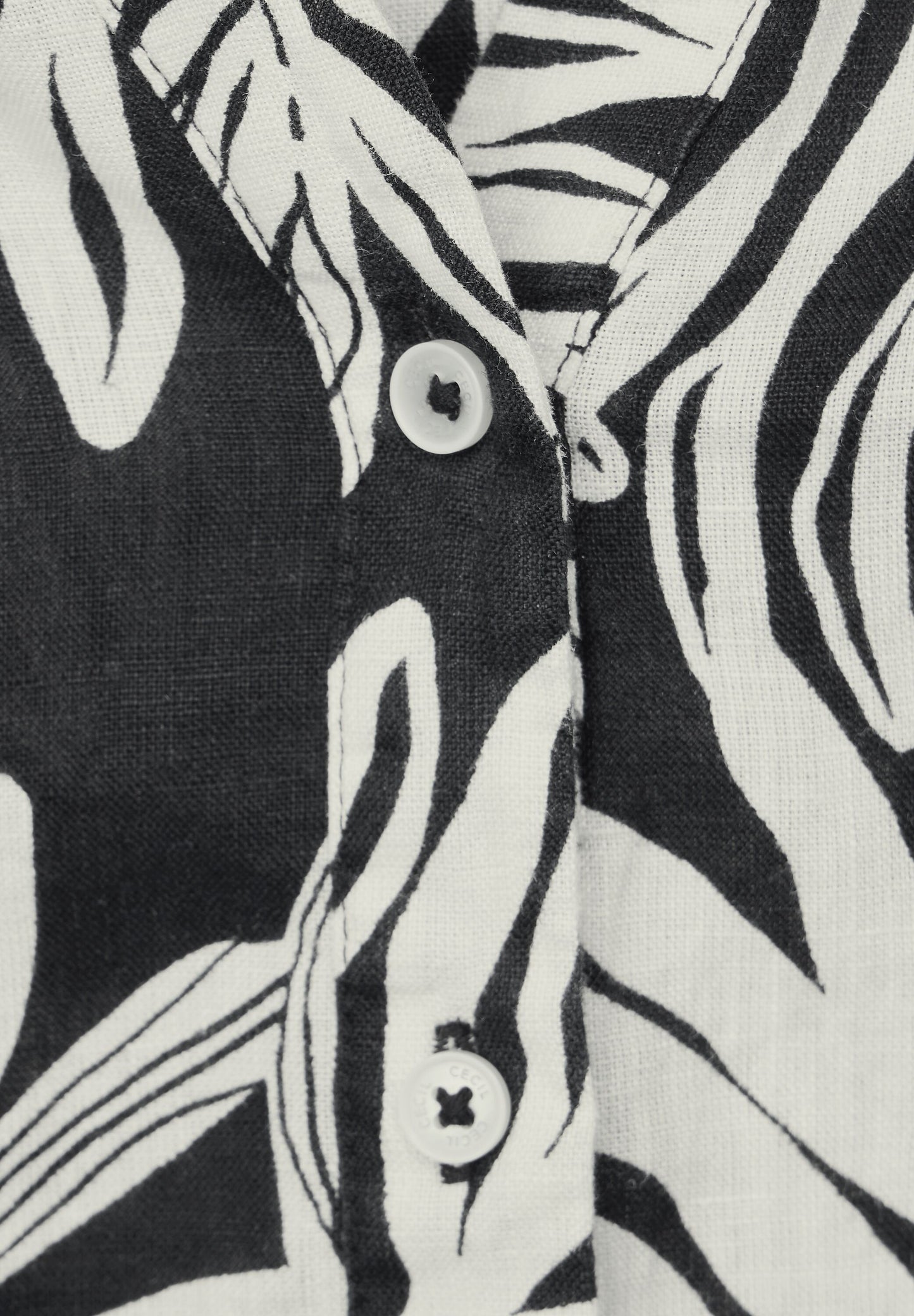 CECIL - Leinenbluse mit Print - schwarz