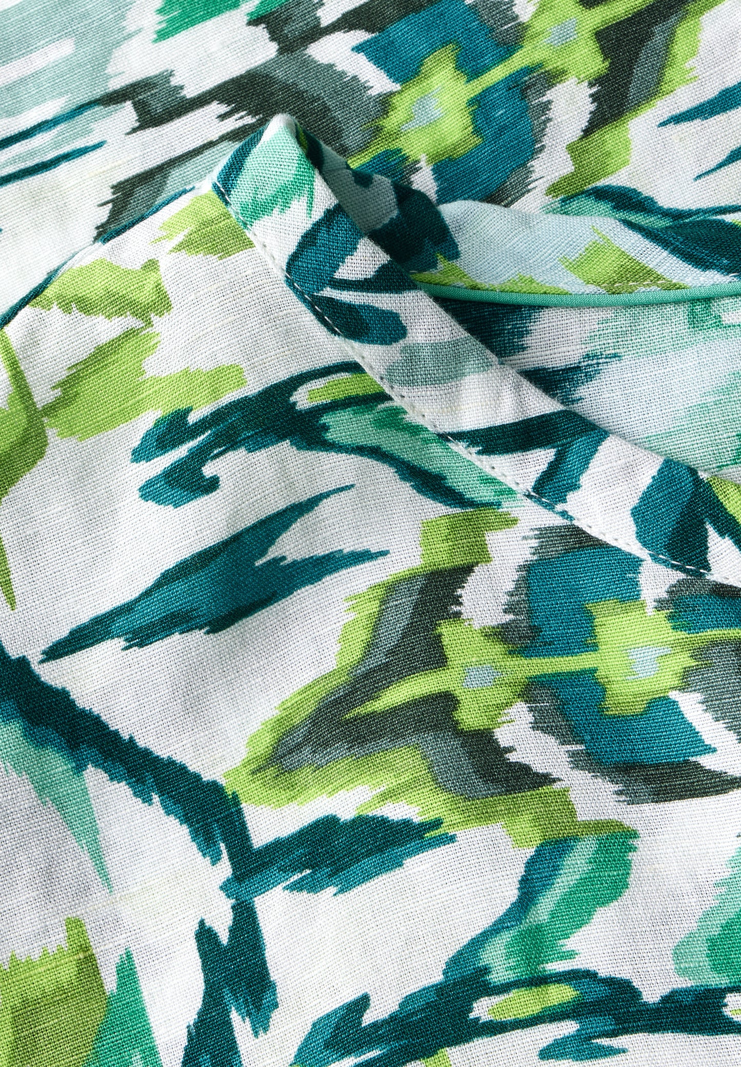 CECIL Gemusterte Leinenmix Bluse - Farbe: green lagoon