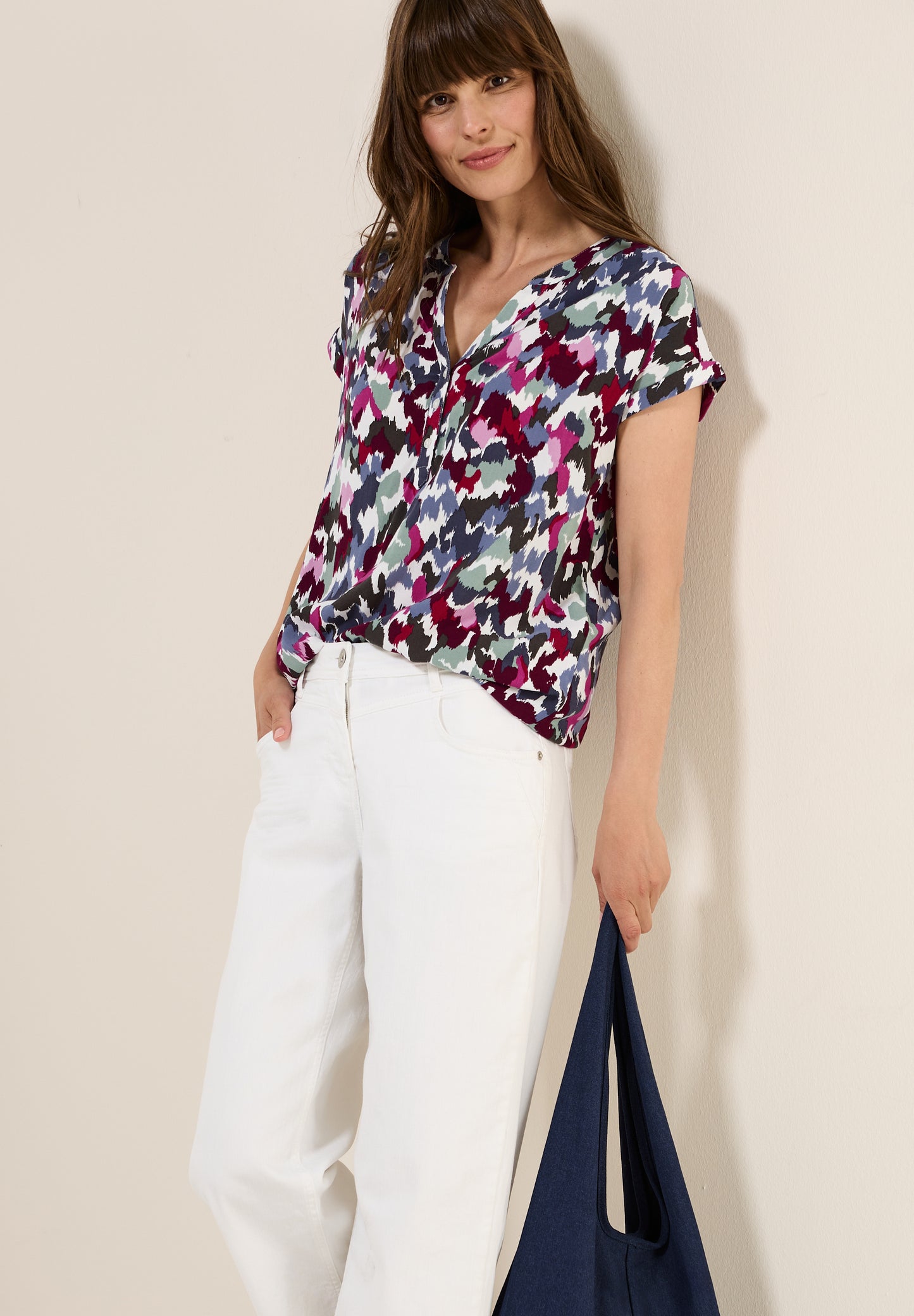 CECIL Gemusterte Bluse - Farbe: vanilla white