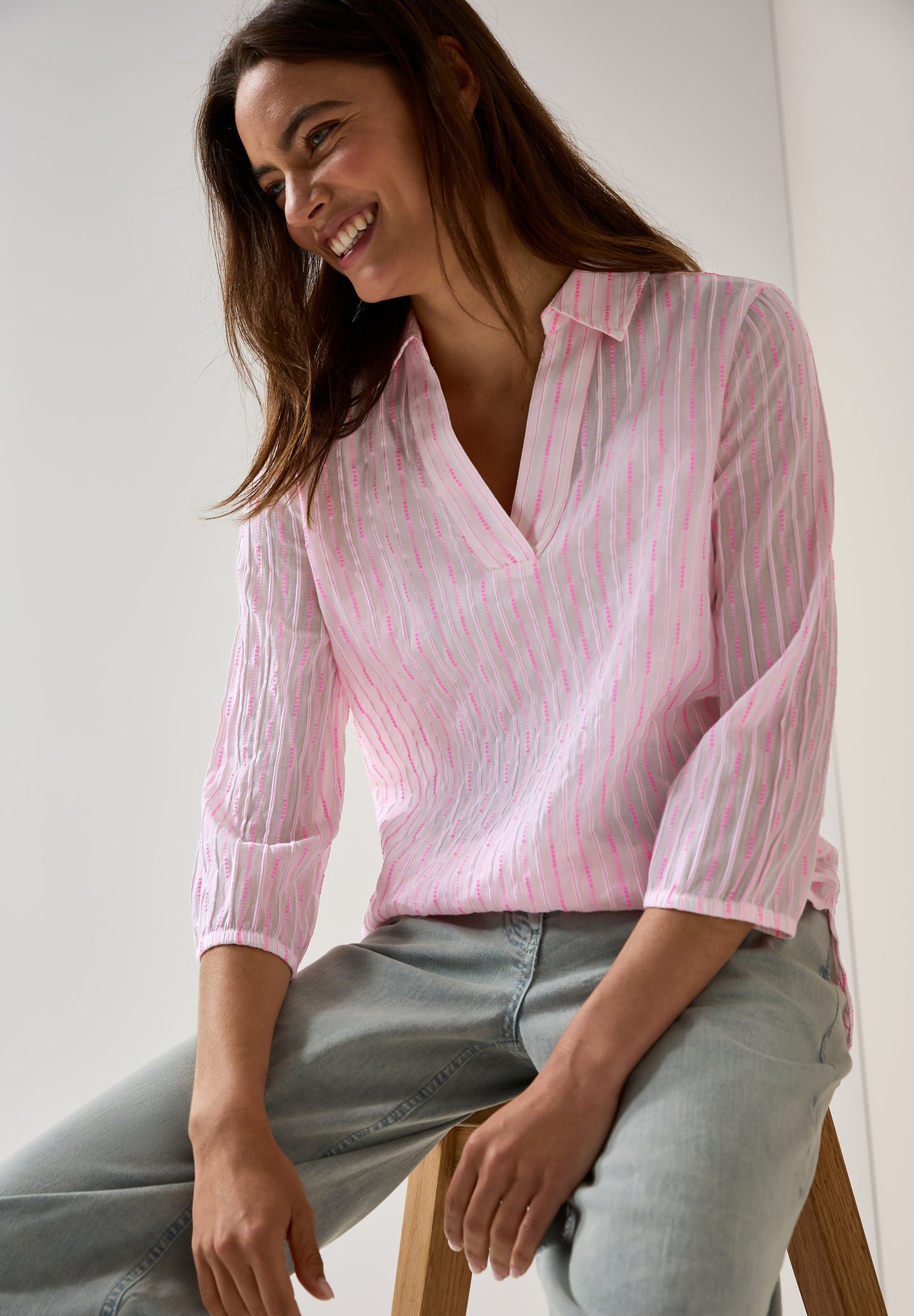 CECIL Gestreifte Bluse - Farbe: vanilla white