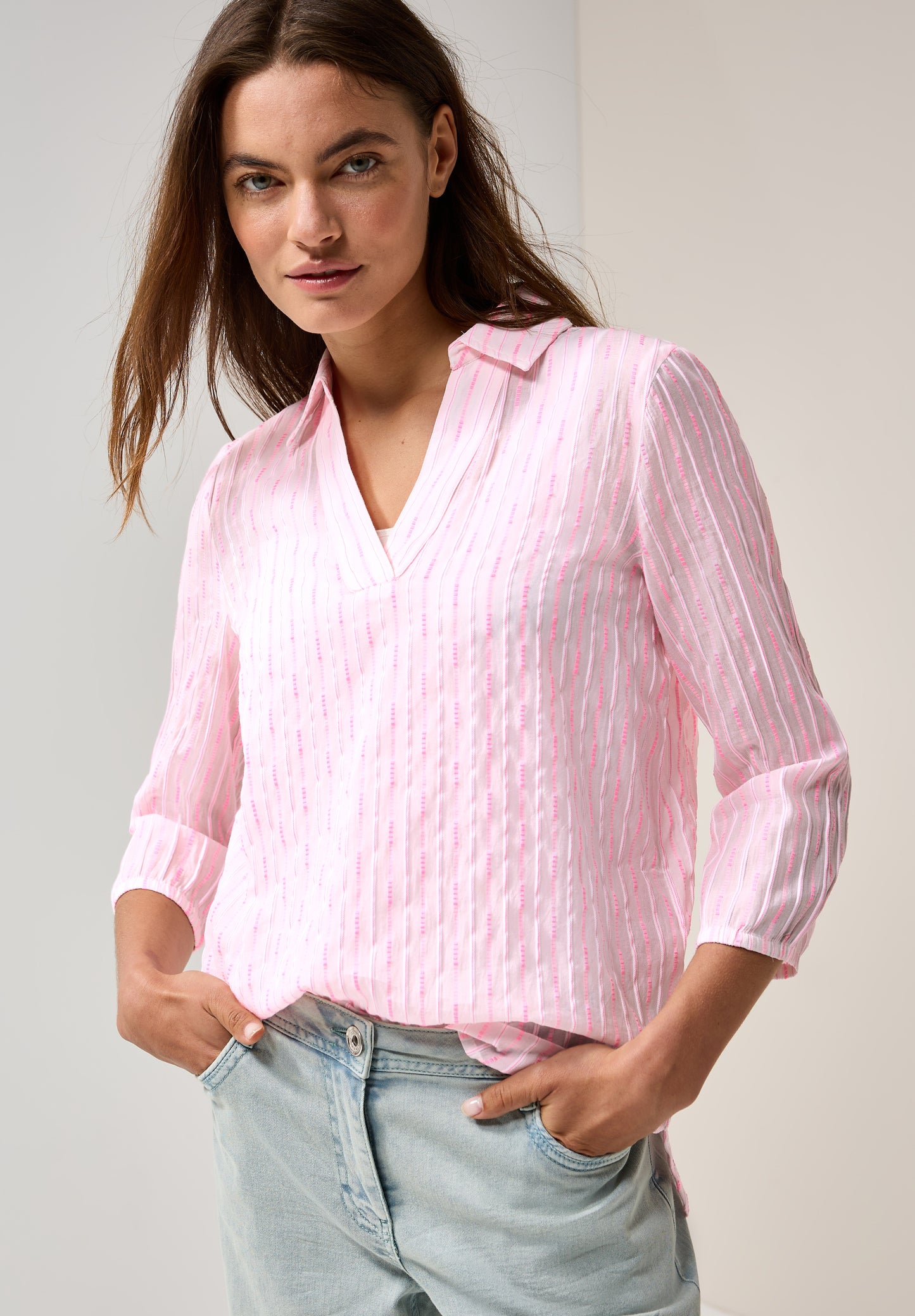 CECIL Gestreifte Bluse - Farbe: vanilla white