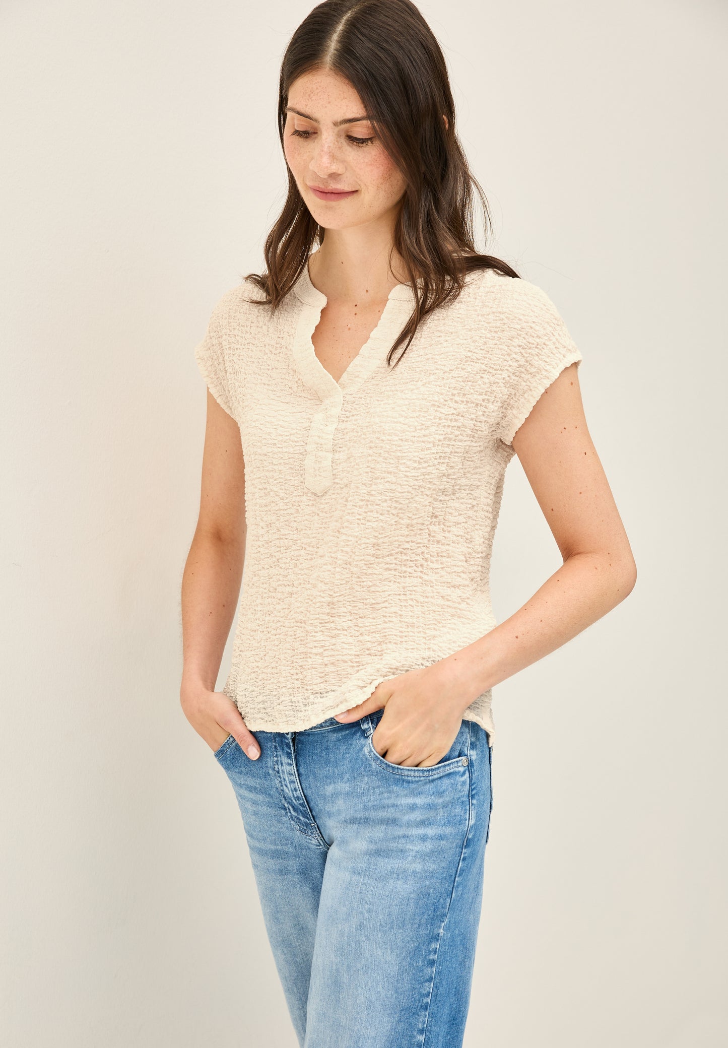 CECIL Strukturbluse - Farbe: light beige
