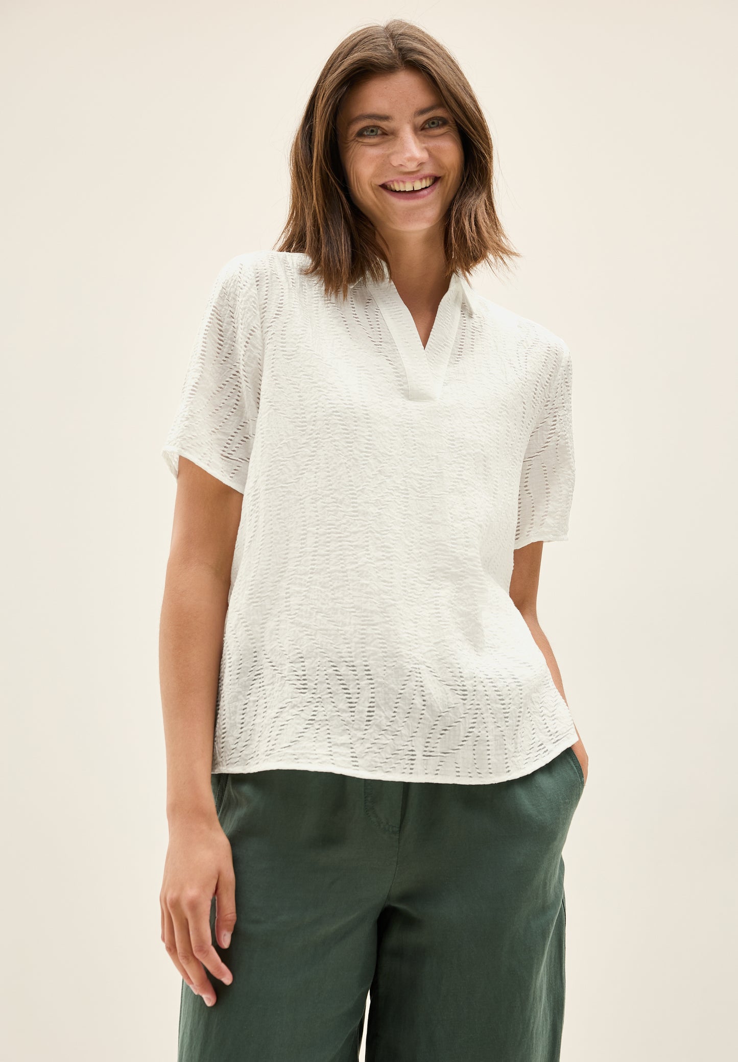 CECIL Blusenshirt mit Struktur - Farbe: vanilla white
