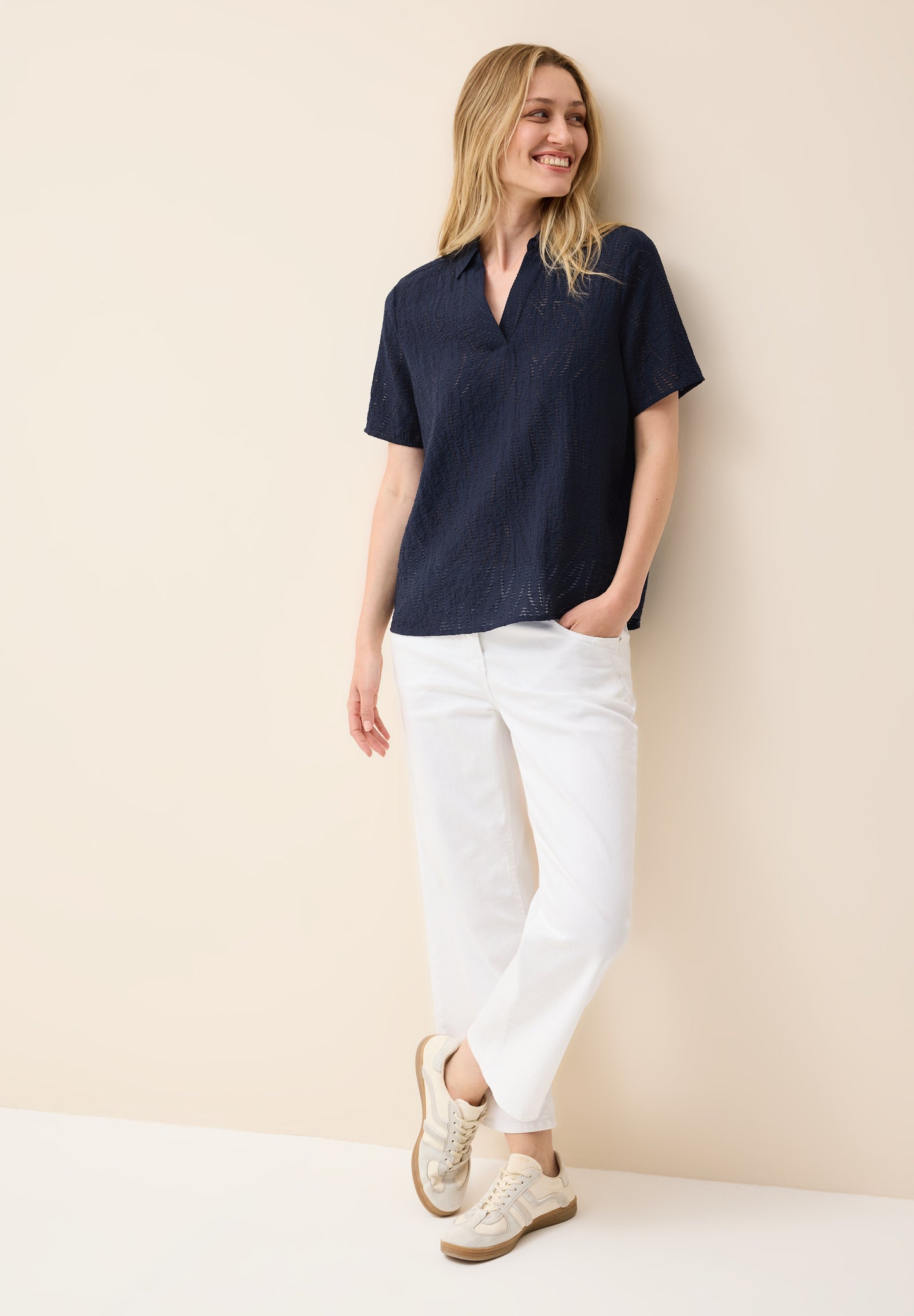 CECIL Blusenshirt mit Struktur - Farbe: urban navy blue