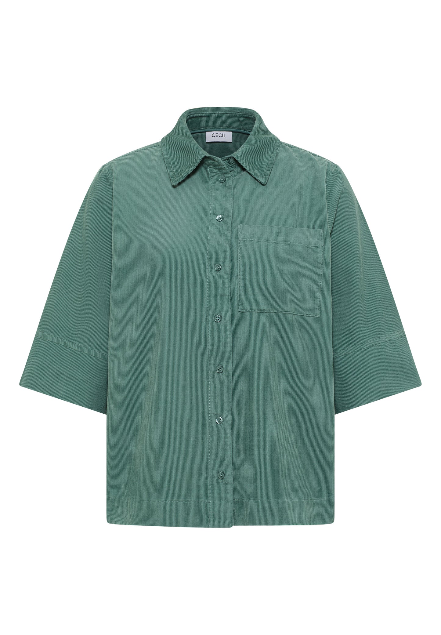 CECIL Cord Hemdbluse - Farbe: jewel green