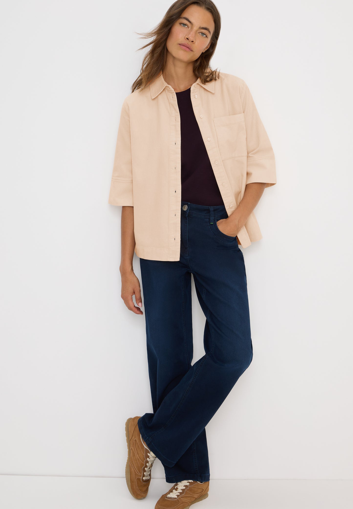 CECIL Cord Hemdbluse - Farbe: oat milk beige