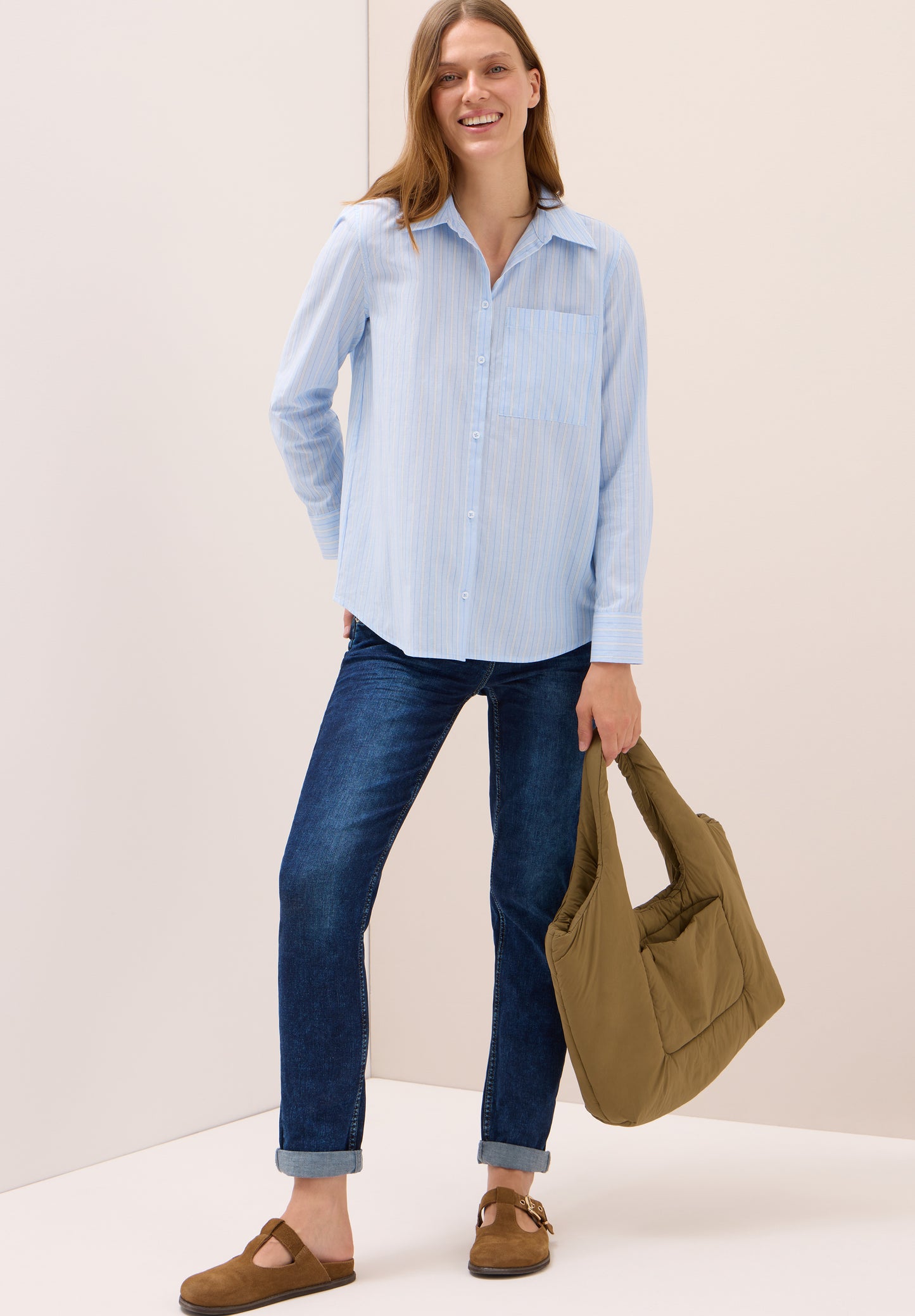 CECIL Gestreifte Hemdbluse - Farbe: light sky blue