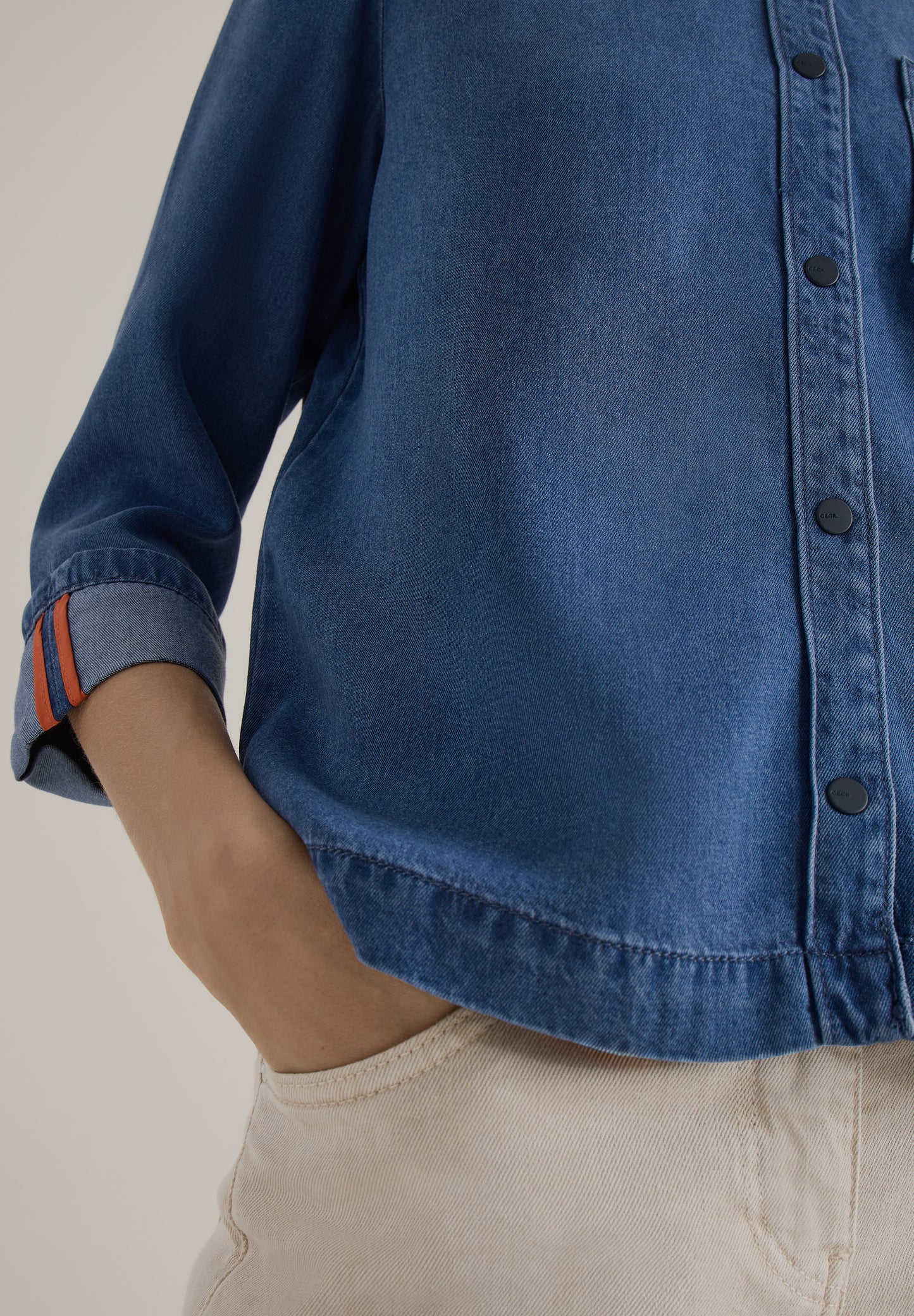 CECIL - Denim-Look Bluse - Farbe: mid blue wash