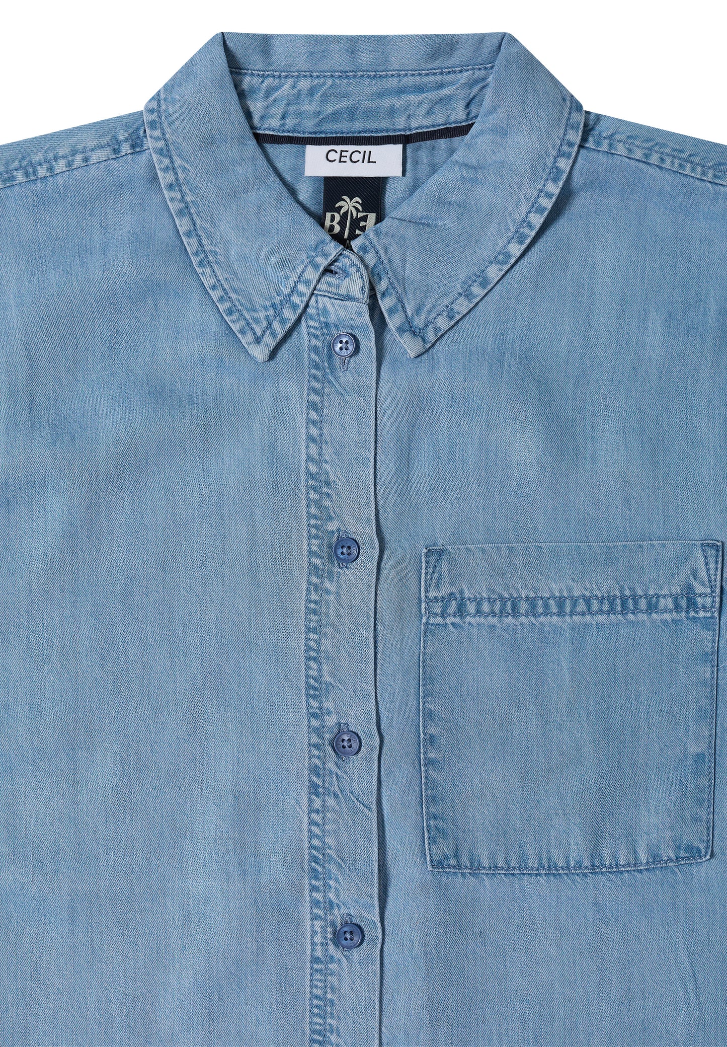 CECIL - Kurzarm Hemdbluse im Denim-Look - Farbe: light blue wash