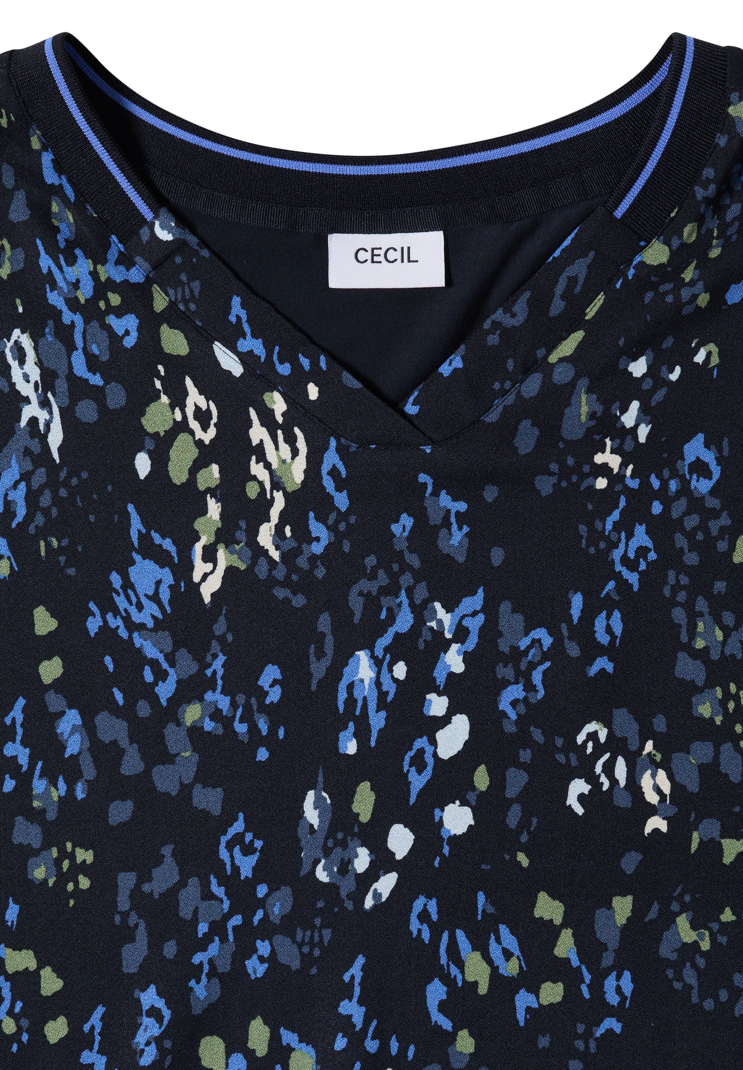 CECIL - Kurzarm Blusenshirt mit Strukturmix - Farbe: urban dark blue